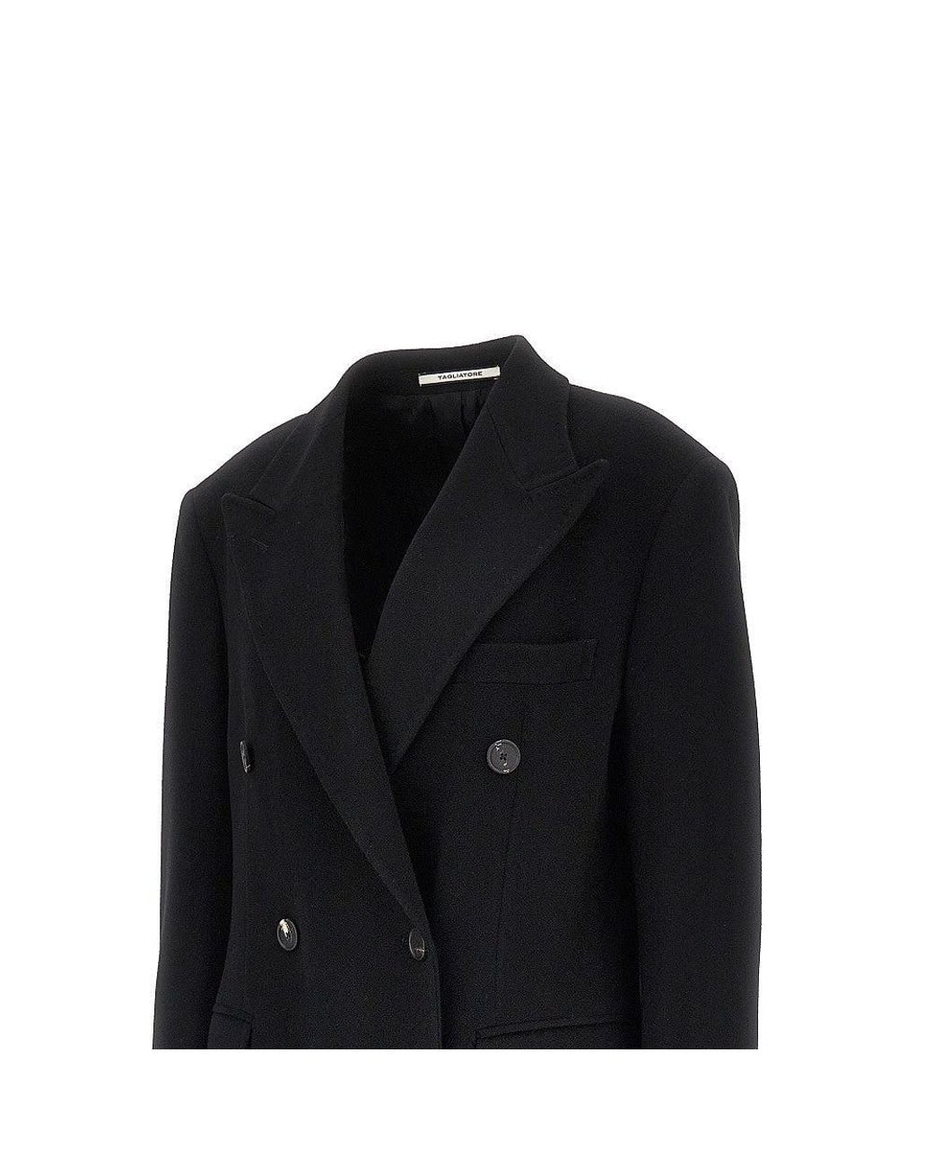 Tagliatore Black Wool And Cashmere Long Coat
