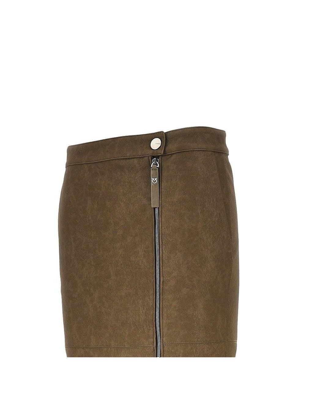 Pinko Green Faux Nubuck Leather Pencil Skirt