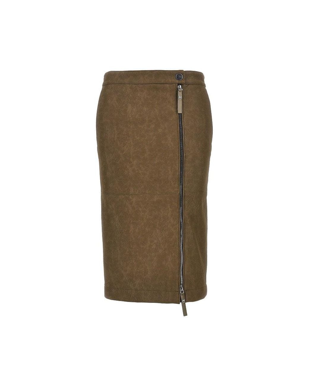 Pinko Green Faux Nubuck Leather Pencil Skirt