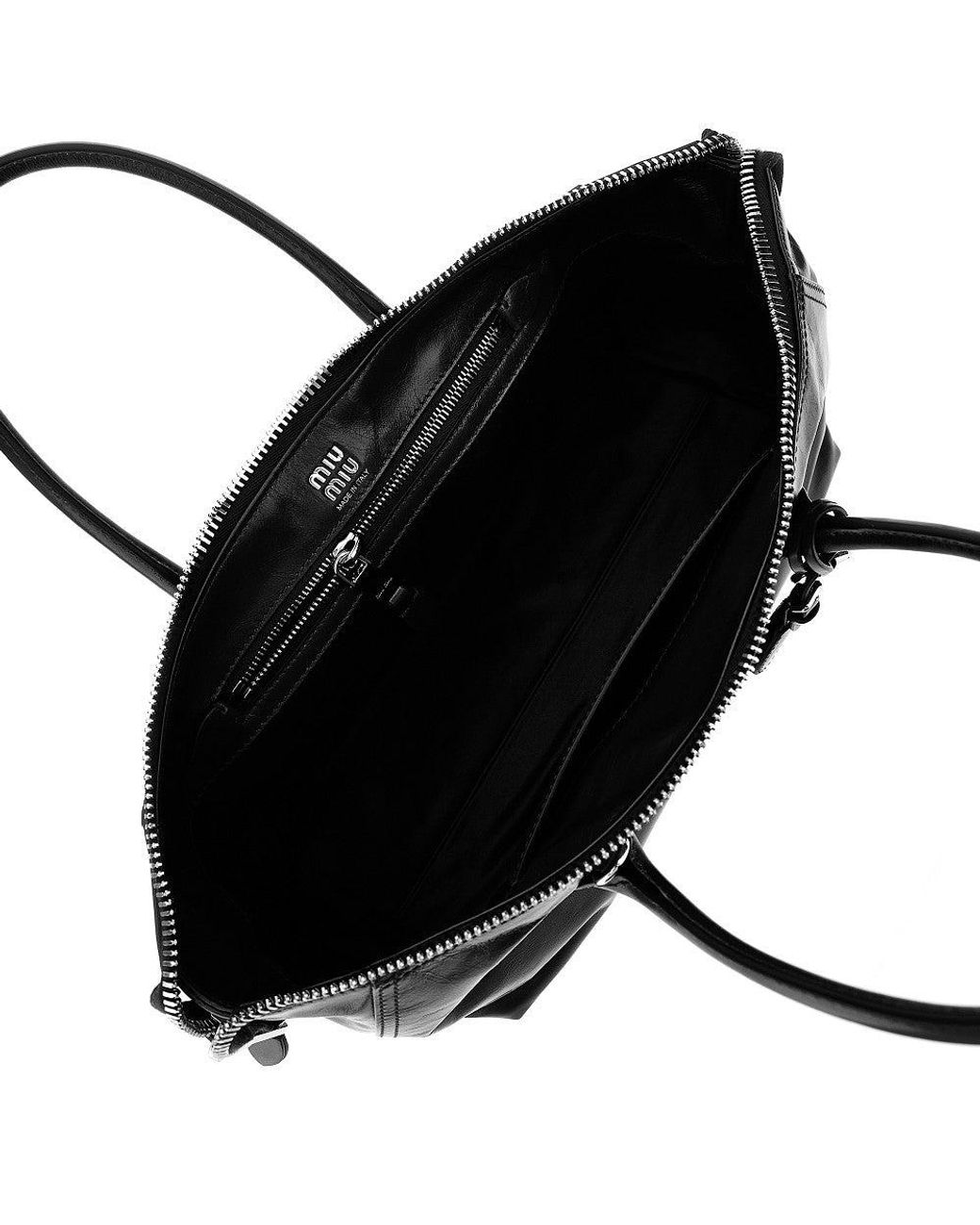 Miu Miu Black Glossy Leather Bag With Embossed Logo