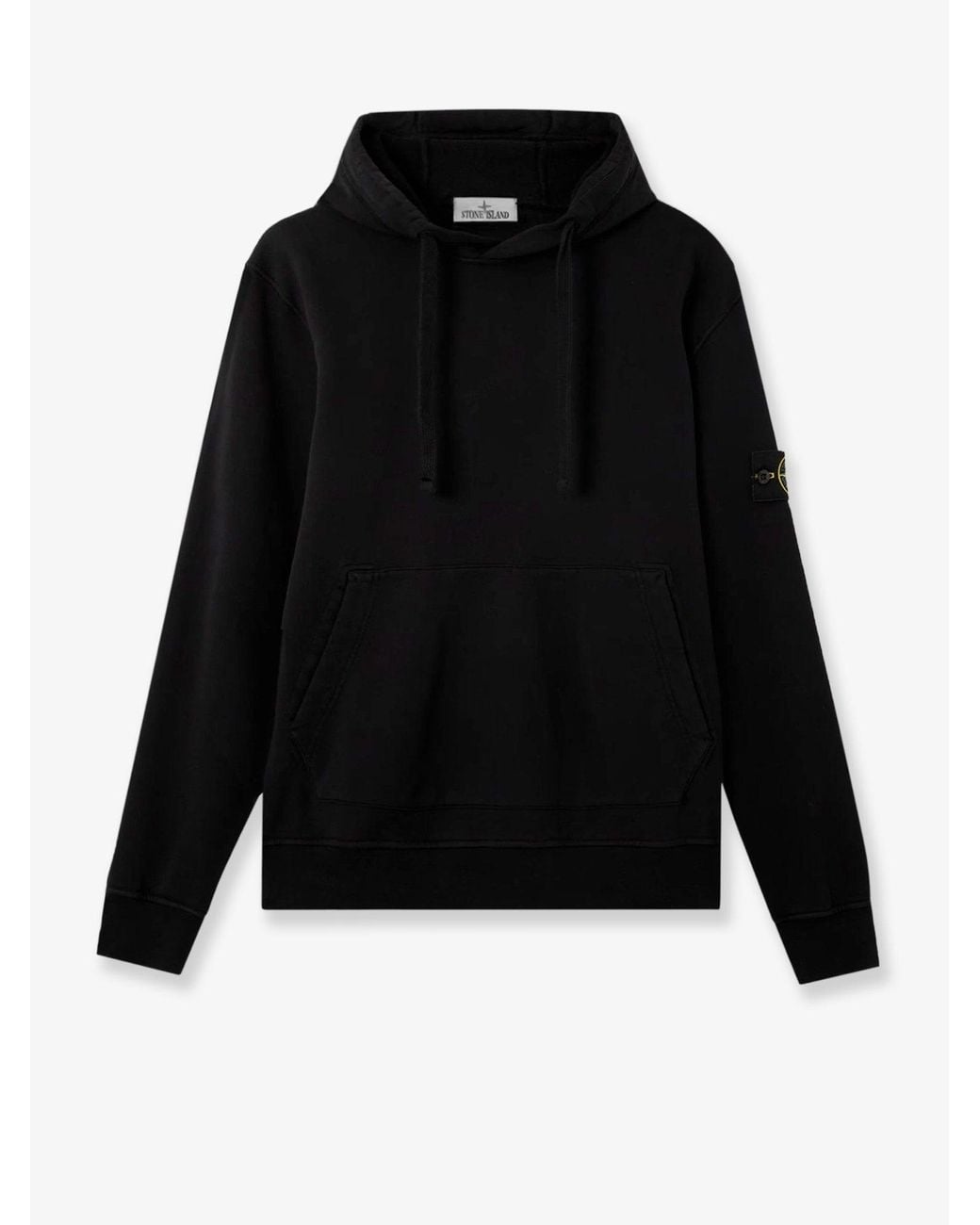 Stone Island Black Cotton Sweatshirt With Side Logo Patch for men