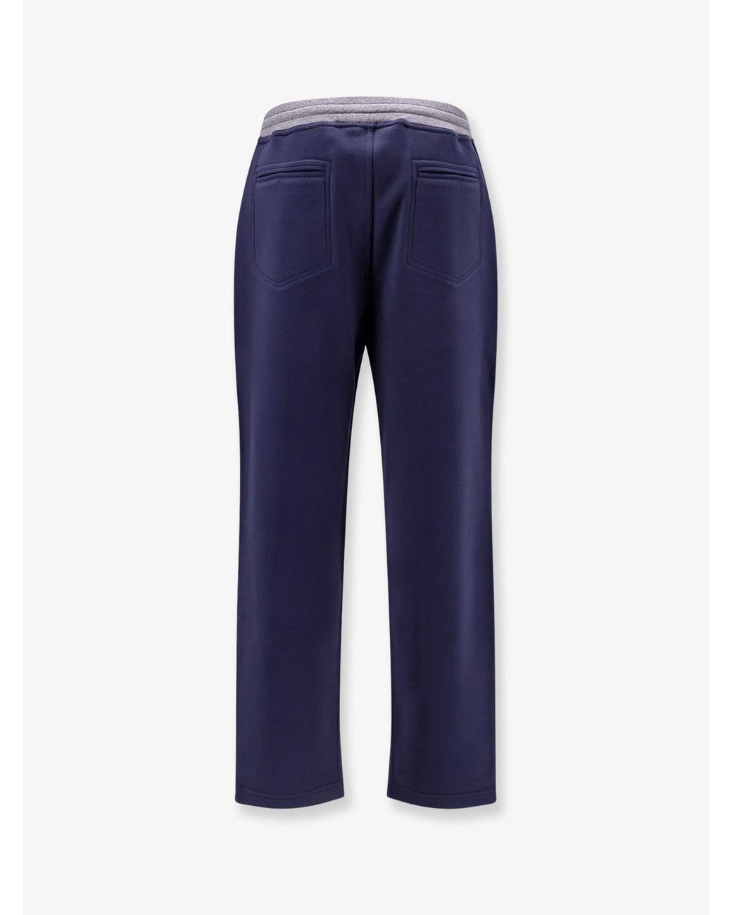 Brunello Cucinelli Blue Cotton Sweatpants With Embroidery for men