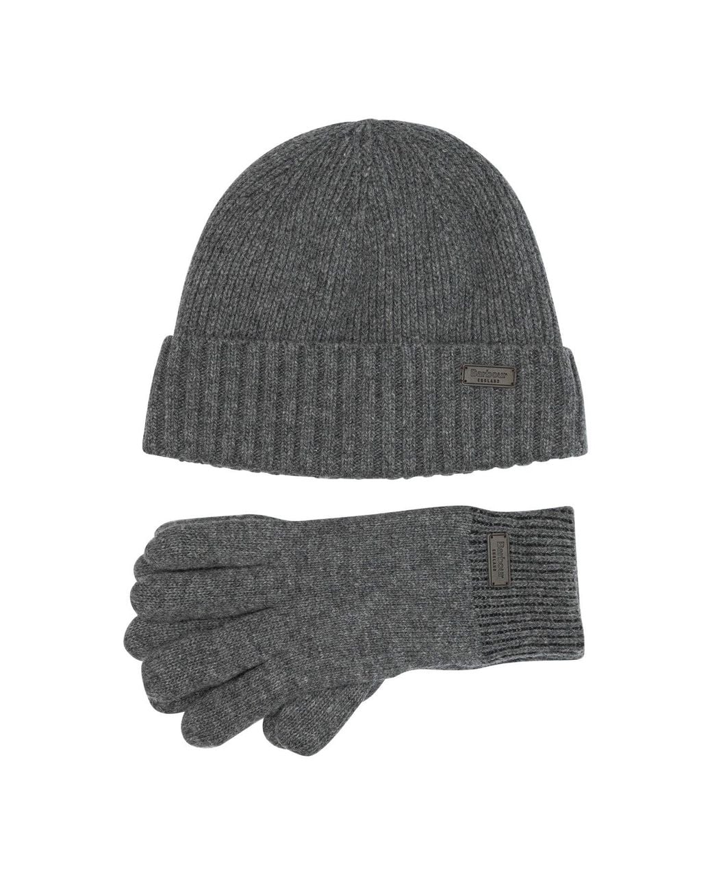 Barbour Gray Carlton Beanie And Gloves Set