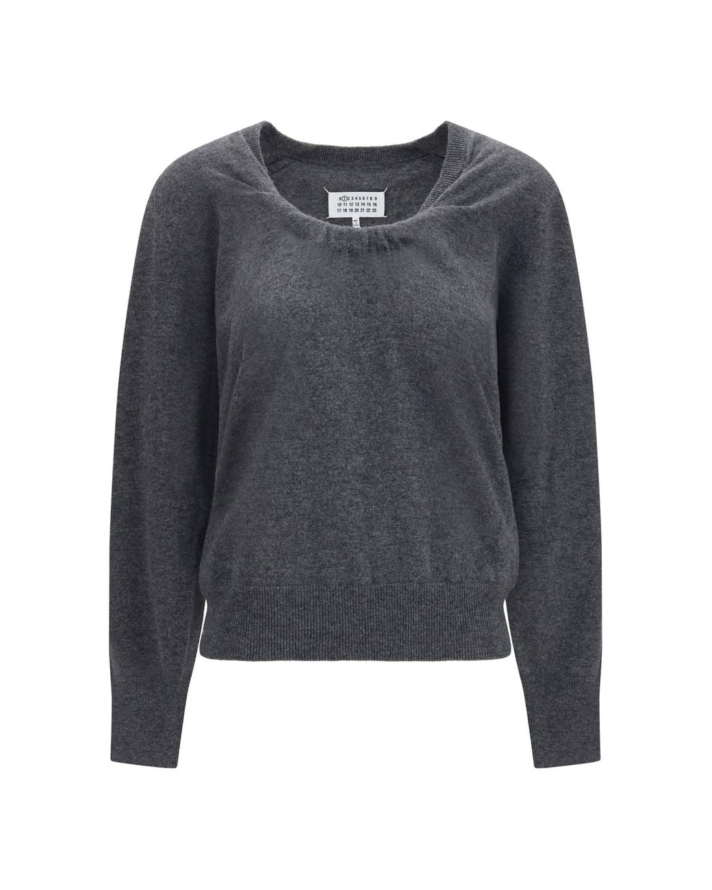 Margiela Blue Wool Sweater With Gathered Neckline Medium