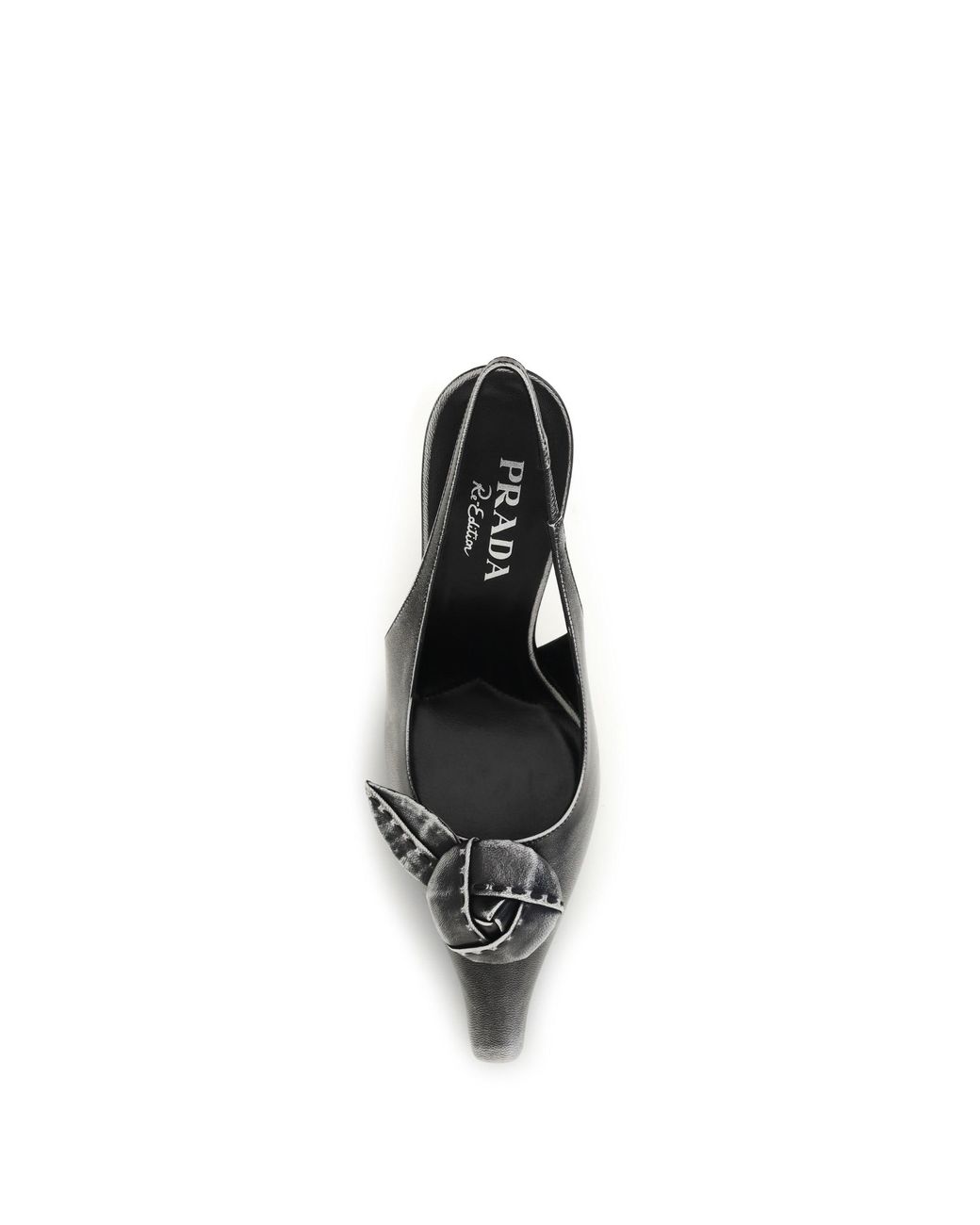Prada Metallic Floral-Detail Leather Slingback Pumps