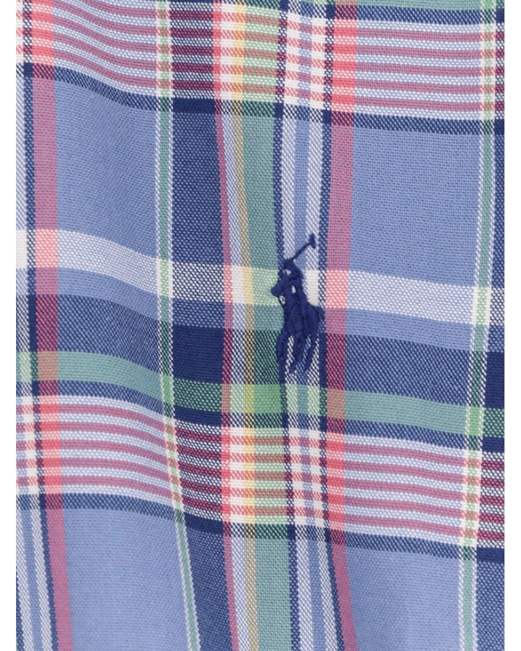 Polo Ralph Lauren Blue Custom Fit Cotton Shirt for men