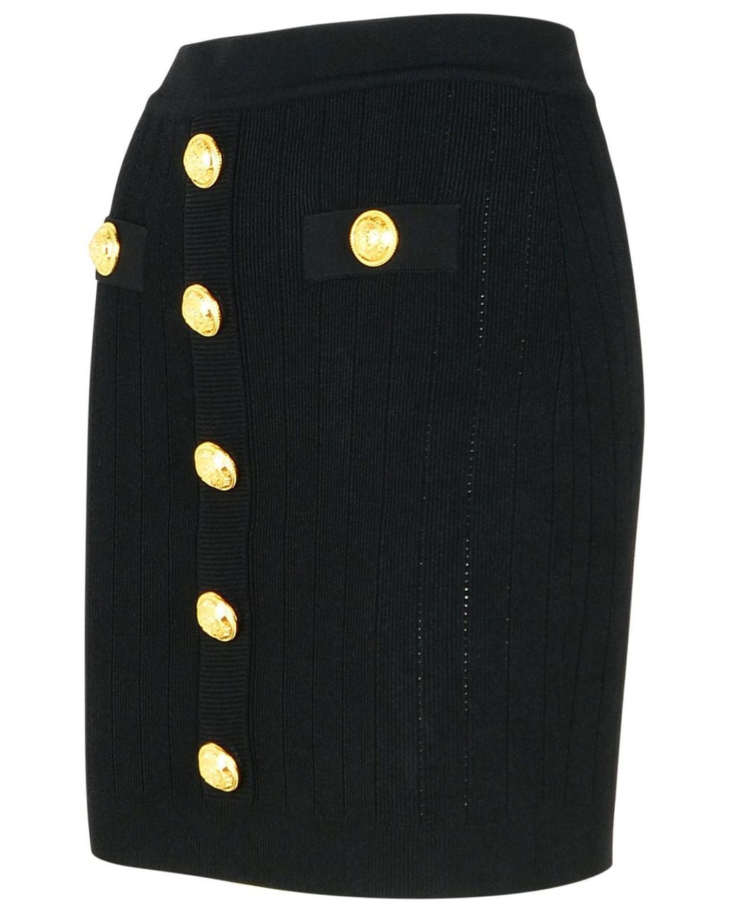 Balmain Black Viscose Blend Miniskirt