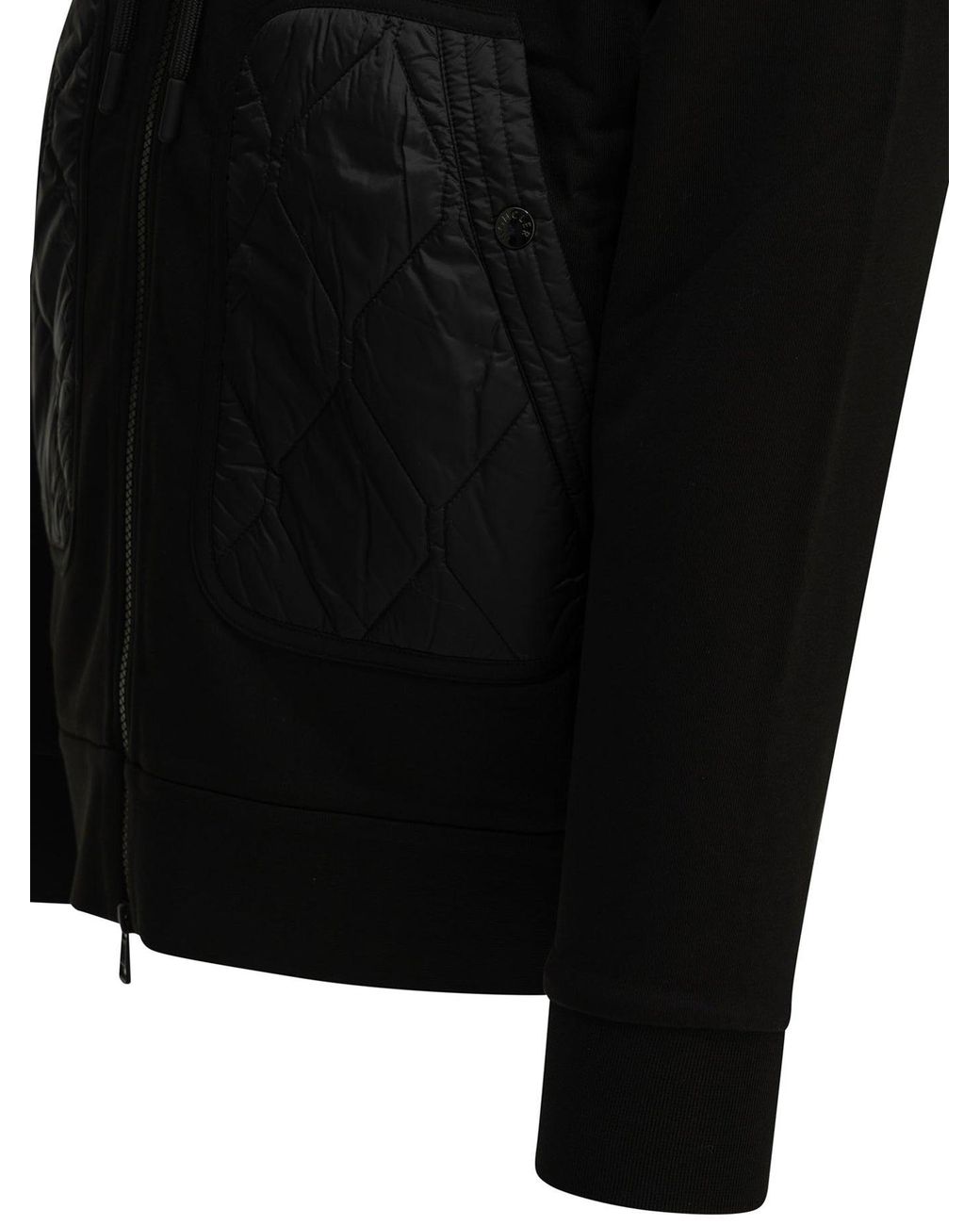 Moncler Black Quilted Zip-Up Sweatshirt for men