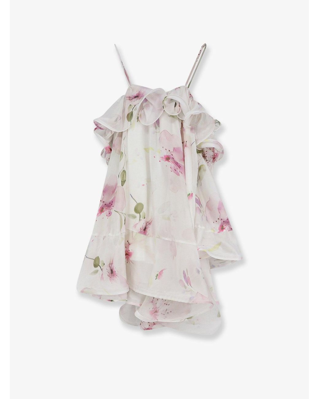 ACTUALEE White Satin Mini Dress With Flounces