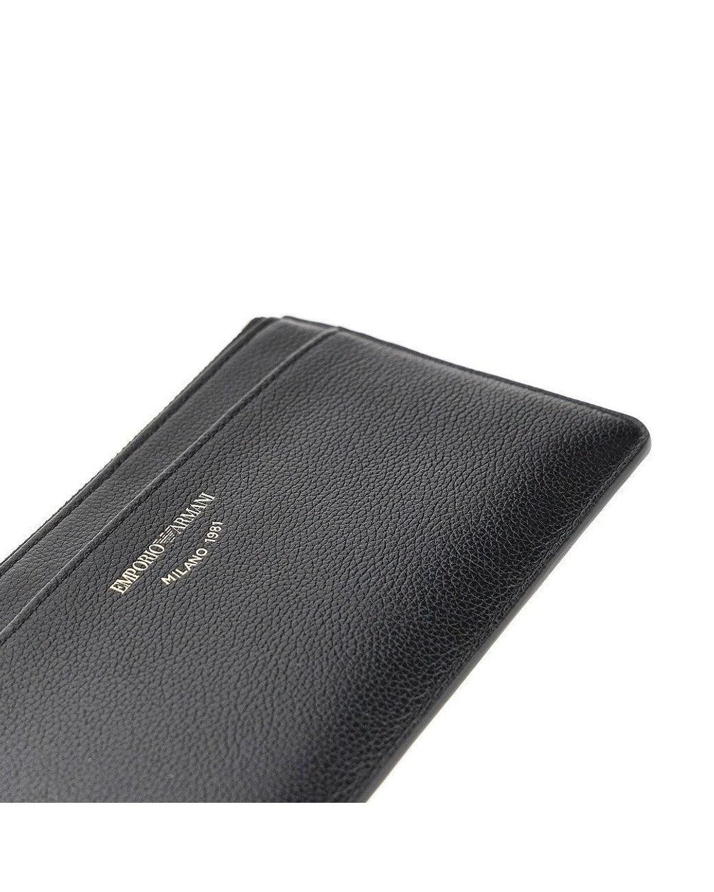 Emporio Armani Black Faux Leather Cardholder Pouch