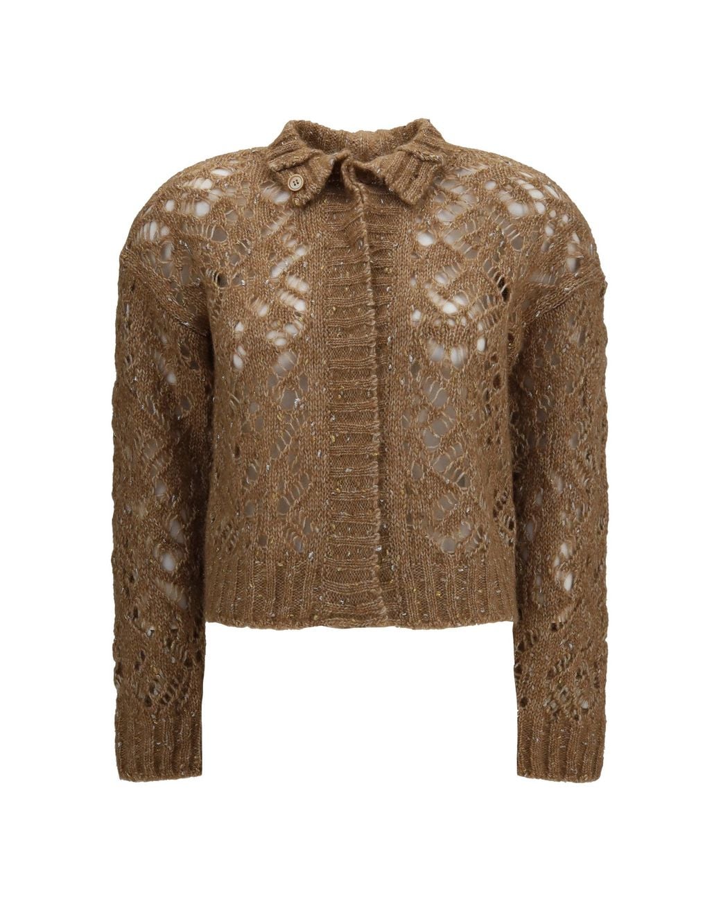 Max Mara Brown Quarto Openwork Cardigan