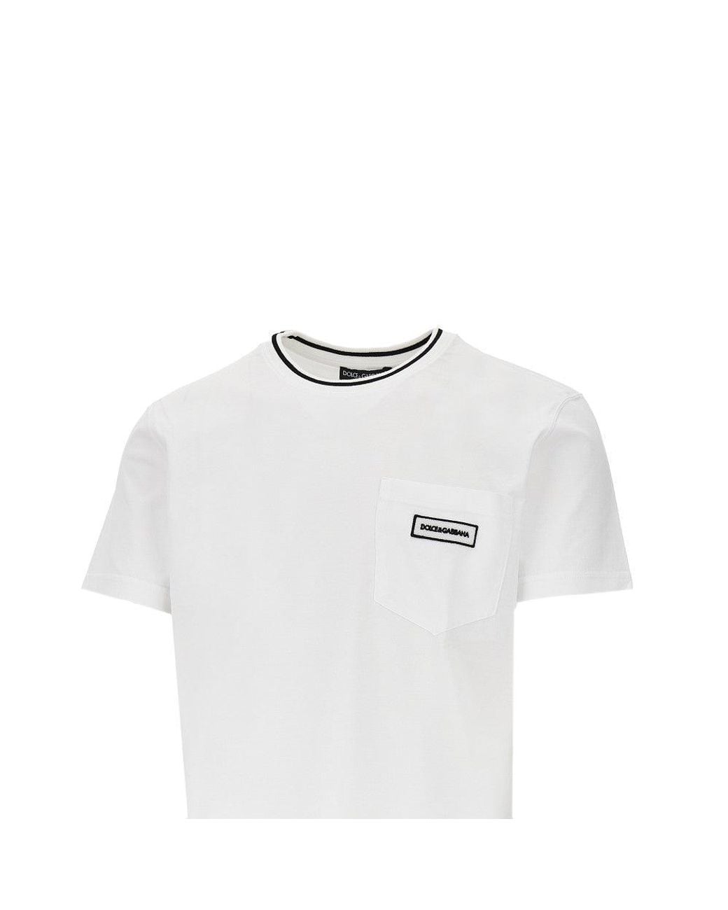 Dolce & Gabbana White Dolce&Gabbana T-Shirt With Pocket And Logo Patch for men