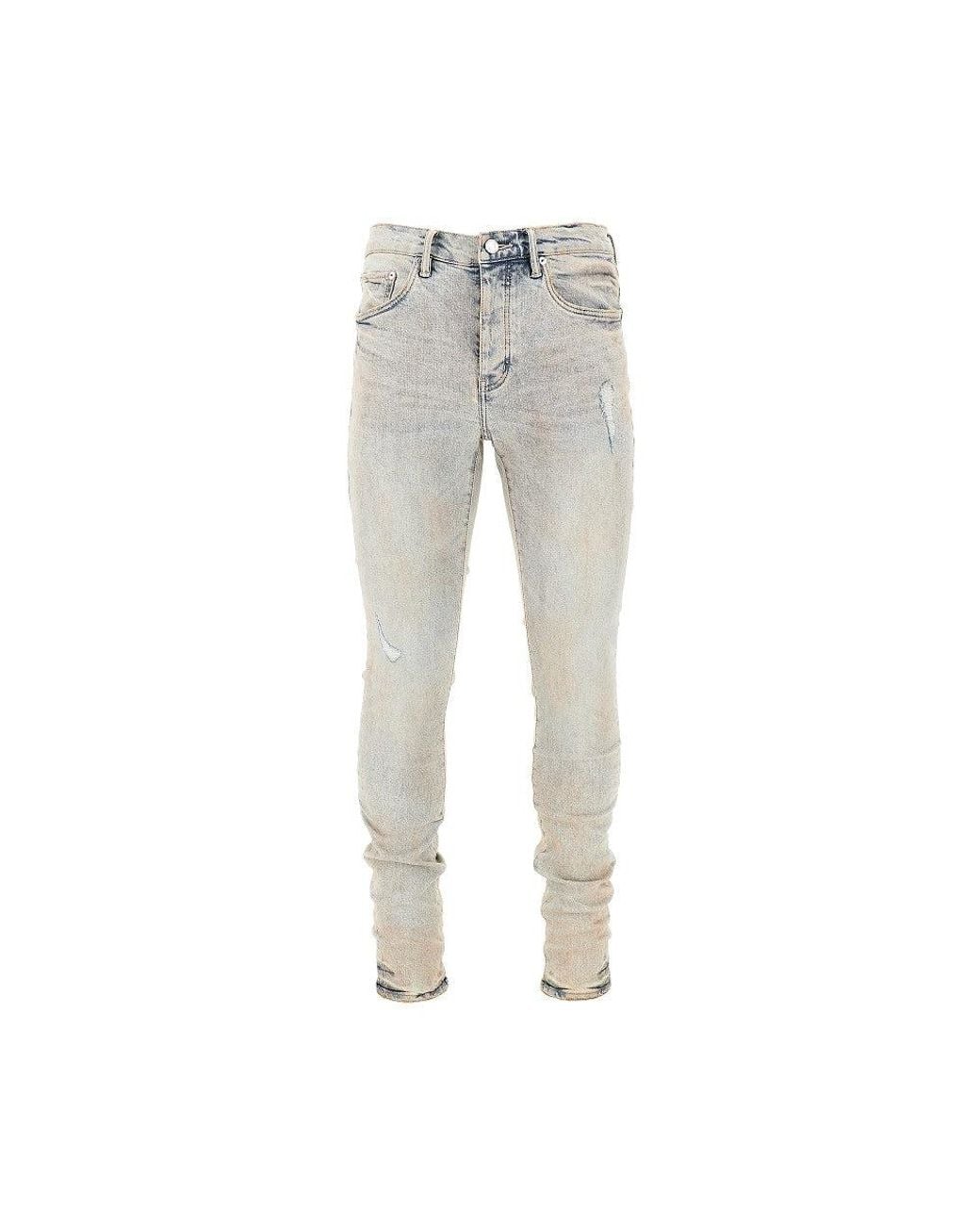 Purple Brand Gray Mud Distressed P001 Skinny Jeans for men