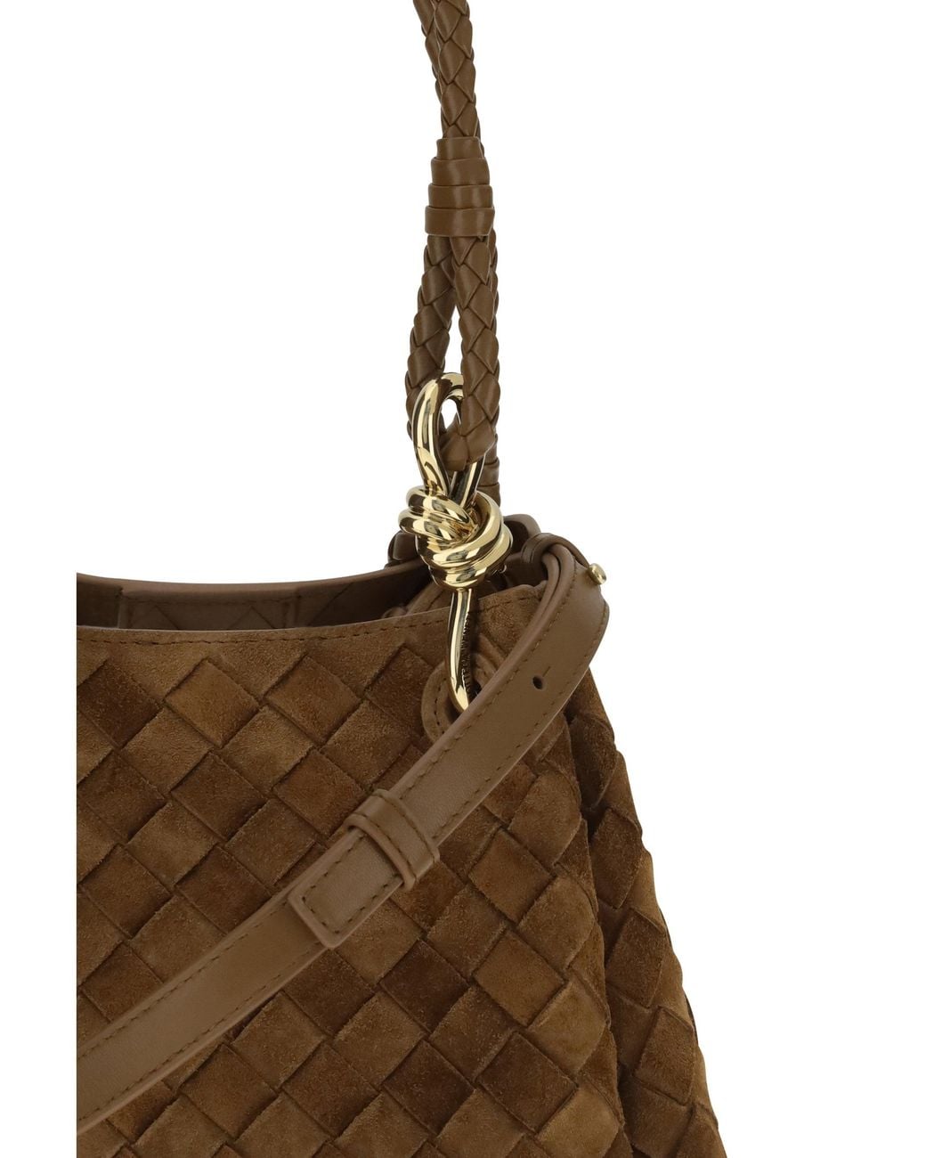 Bottega Veneta Brown Parachute Small Suede Handbag Dark Caramel