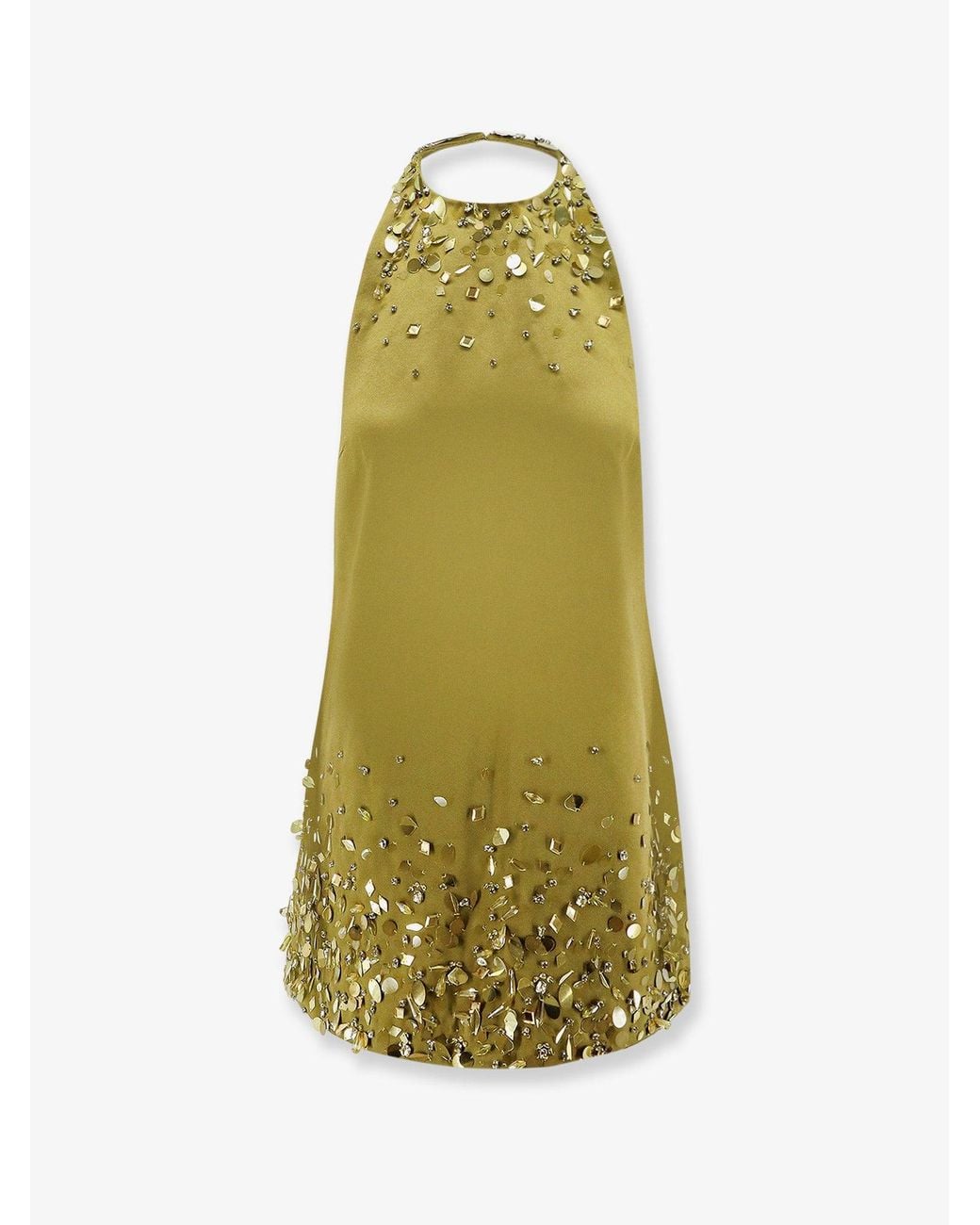 retroféte Green Mini Dress With Sequins And Rhinestones