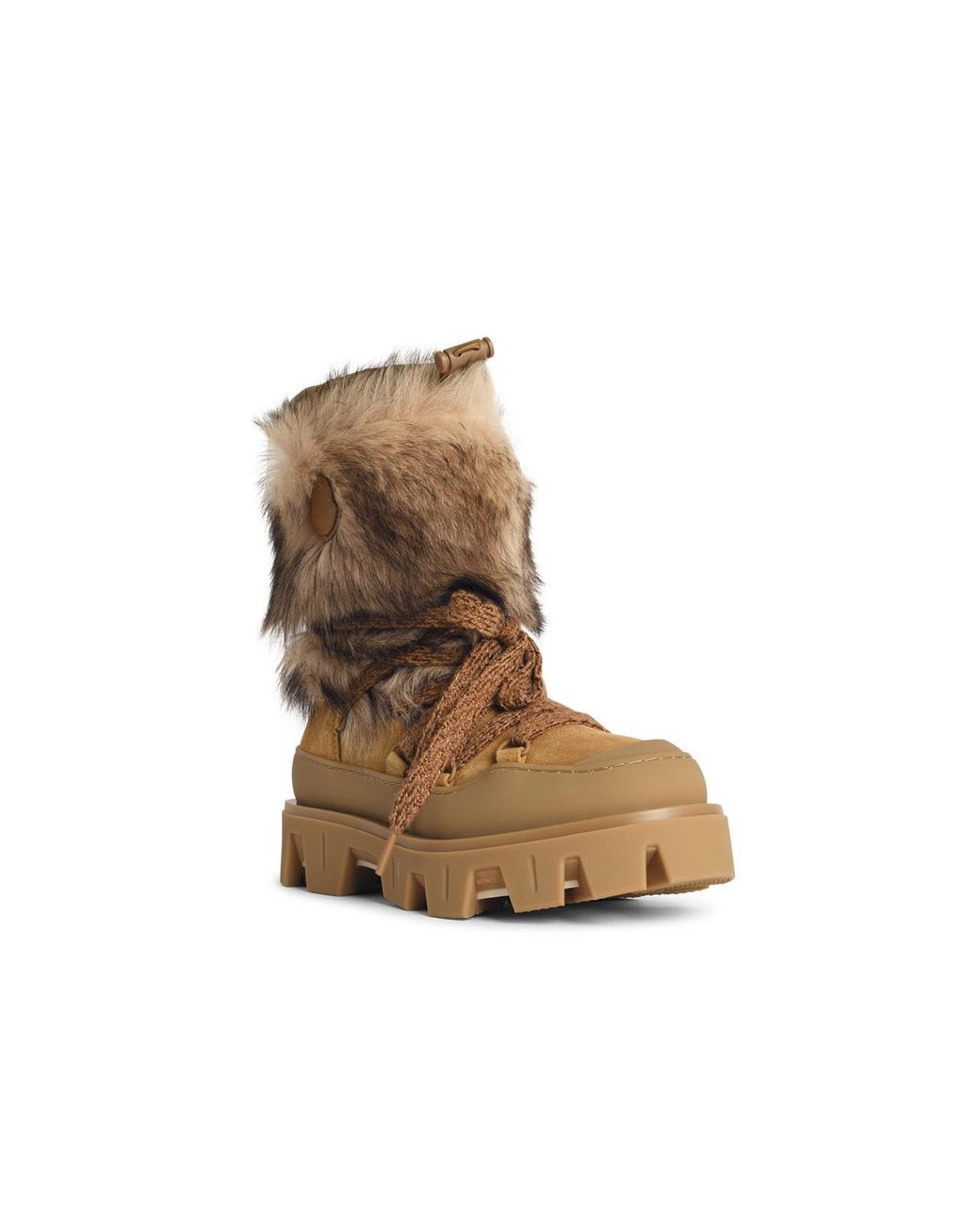 Moncler Natural 'Peak Aprã¨S' Suede Boots And Camel Shearling
