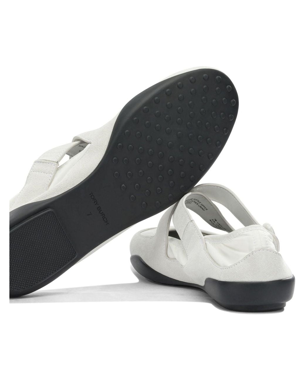 Tory Burch White Bovine Suede Ballerinas