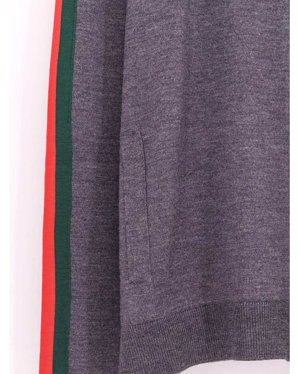 Gucci Blue Wool Cardigan With Web Stripe for men