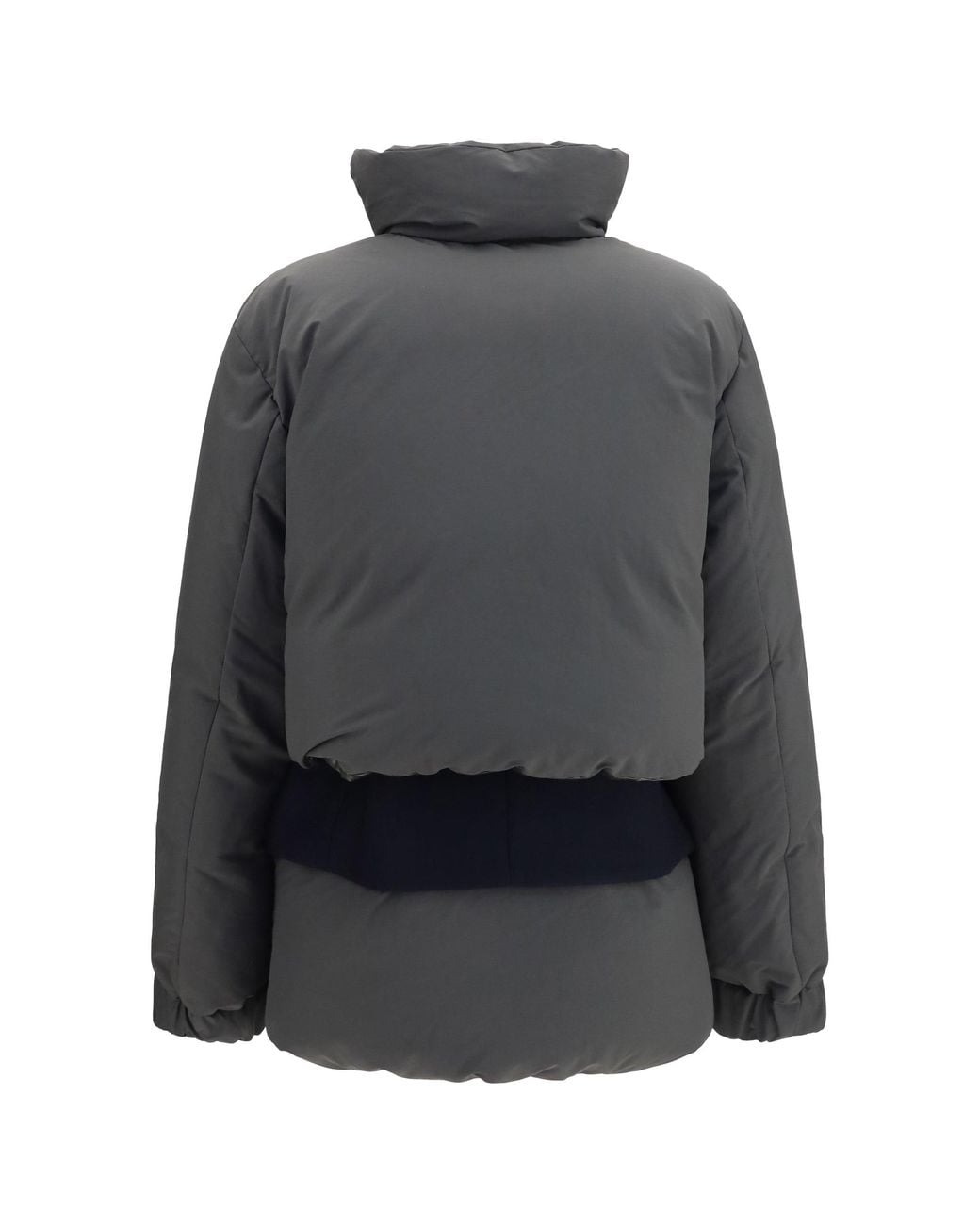Sacai Gray Double Padded Jacket With Zip Closure