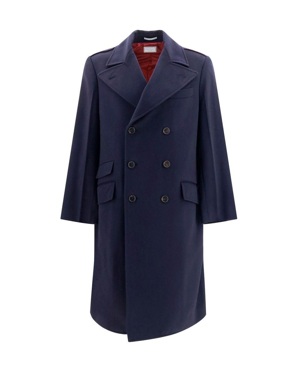 Brunello Cucinelli Blue Coat Double-Breasted Wool for men