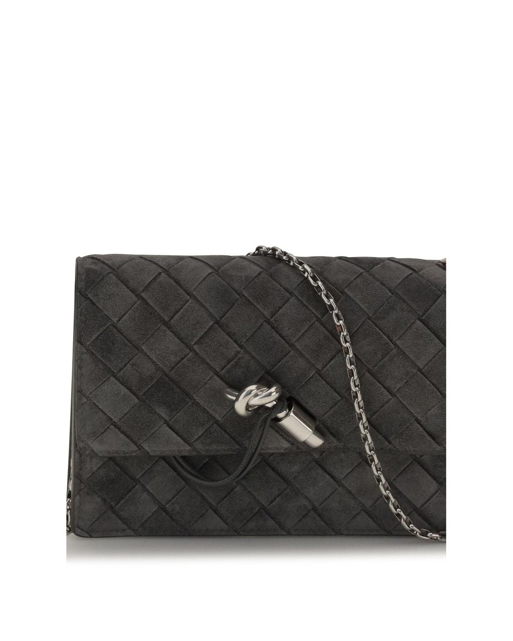 Bottega Veneta Black Andiamo Suede Shoulder Bag Obsidian