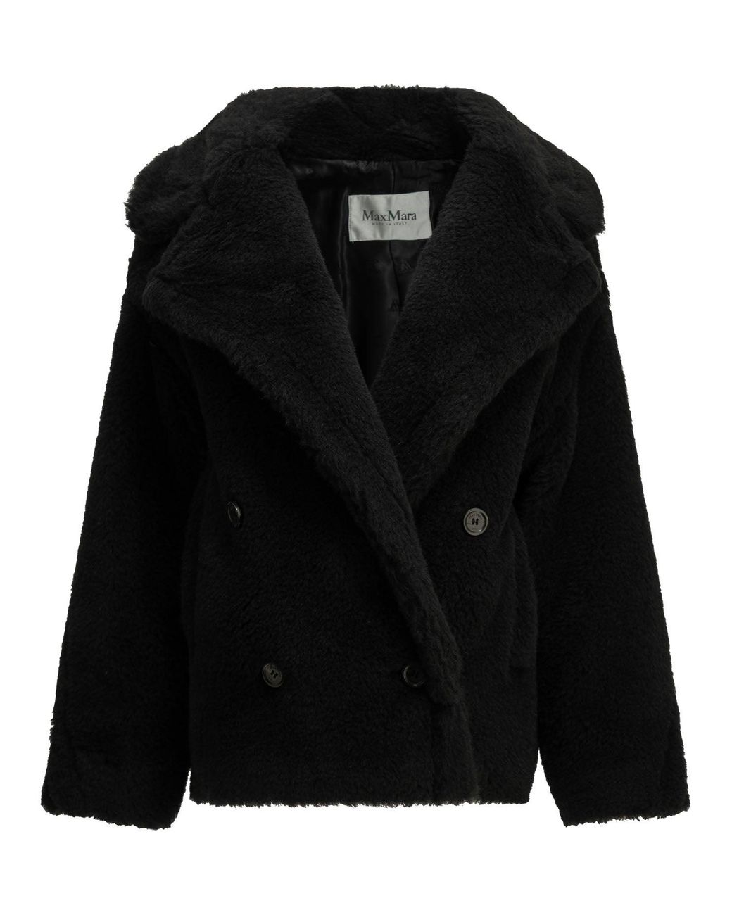 Max Mara Black Short Alpaca Coat