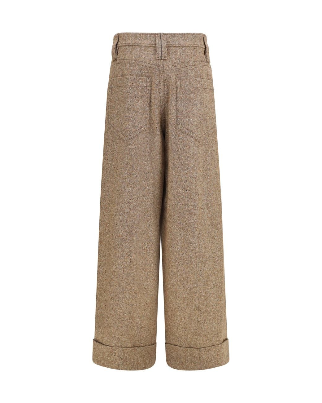 Brunello Cucinelli Natural Tailored Wool-Blend Pants Olio