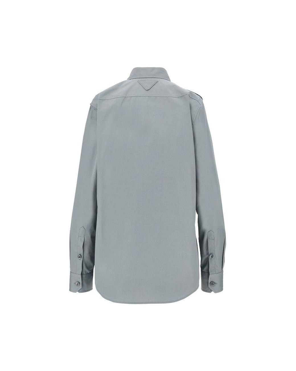 Prada Blue Poplin Shirt With Utility Details