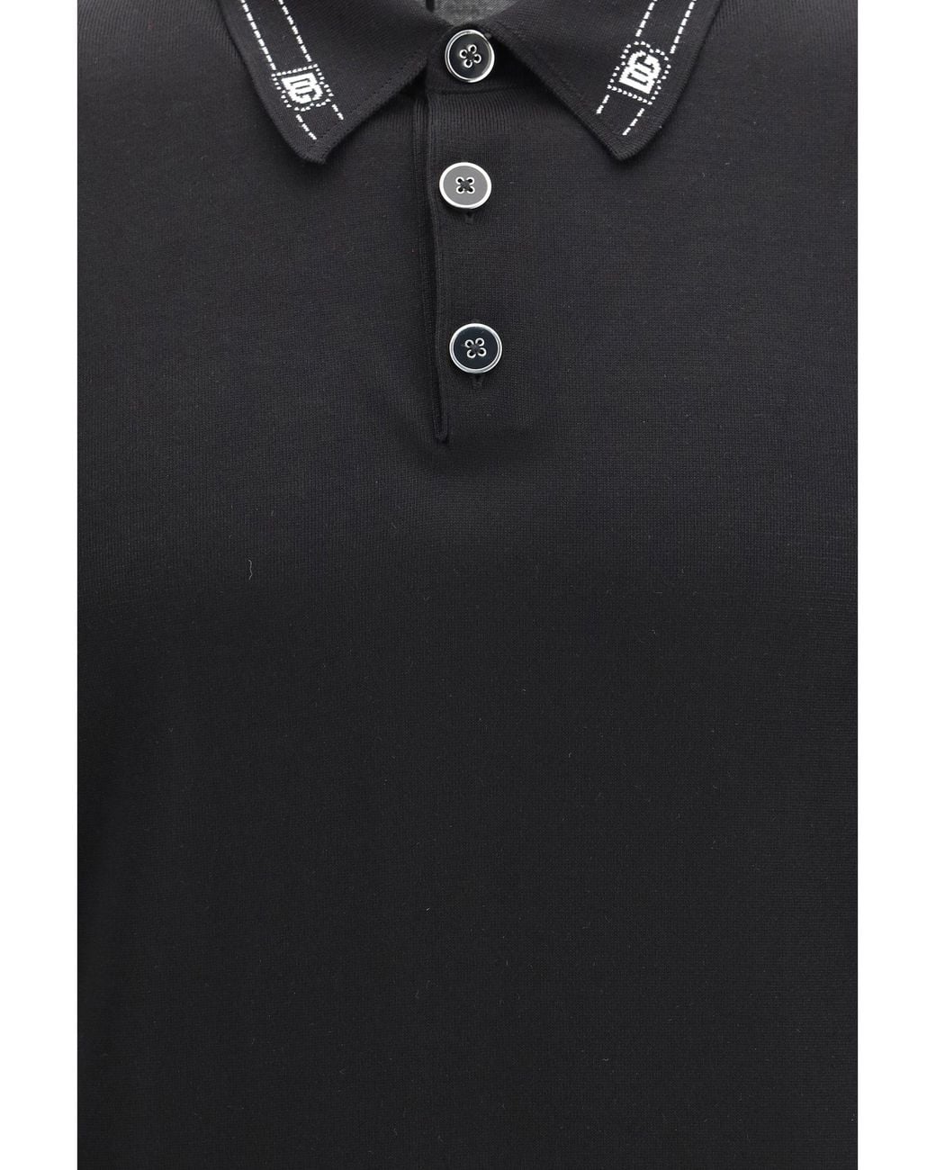 Dolce & Gabbana Black Silk Polo With Collar And Short Sleeves for men