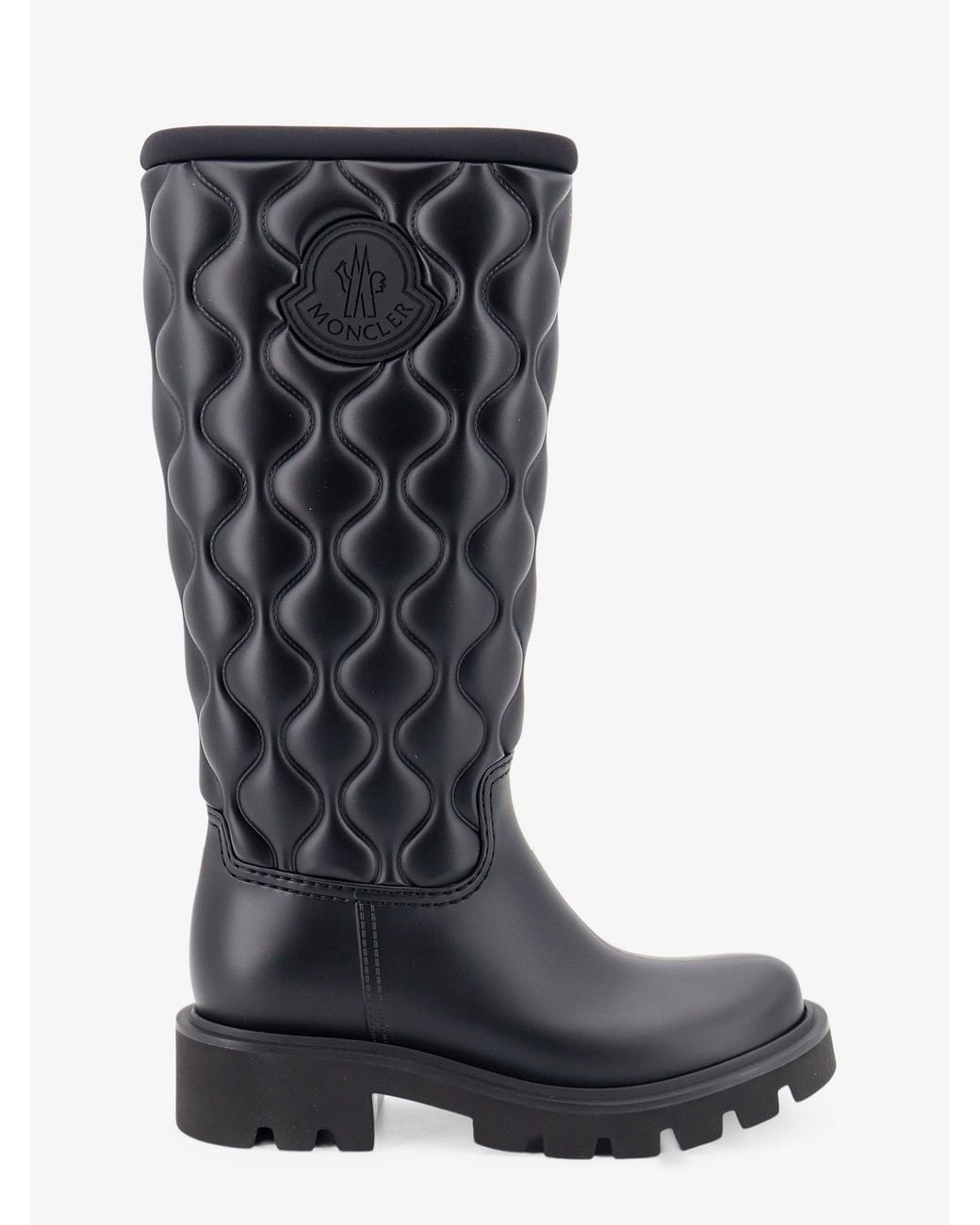 Moncler Black Kickstream Quilt Pvc And Neoprene Rain Boots