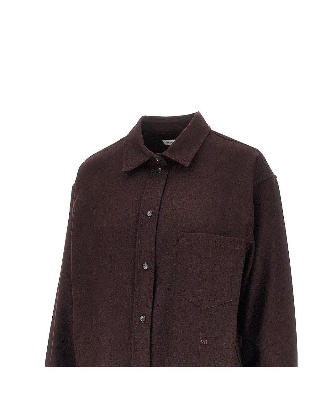 Victoria Beckham Purple Wool Flannel Shirt