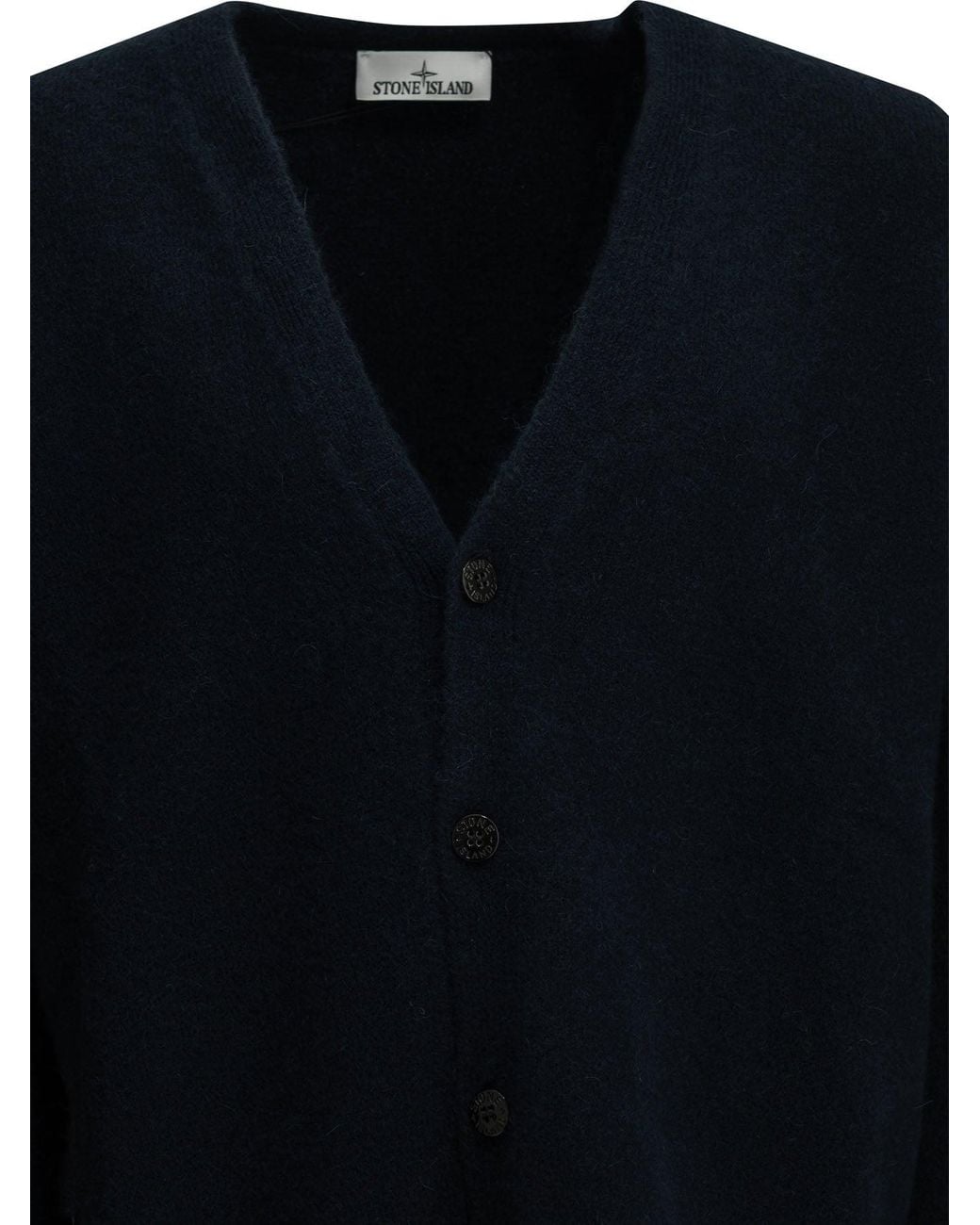Stone Island Blue Alpaca-Blend Cardigan With Logo for men