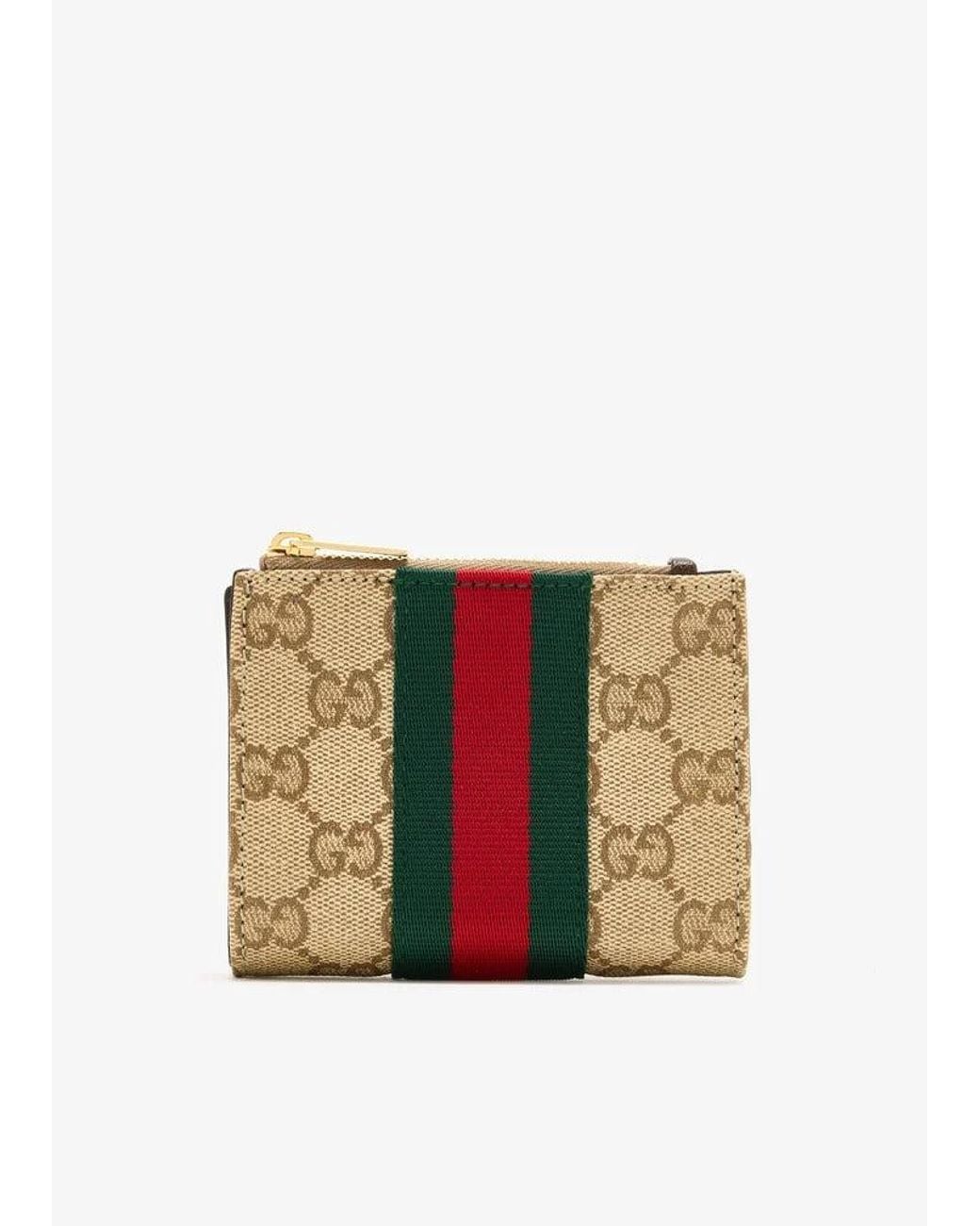 Gucci White Gg Wallet With Web Detail