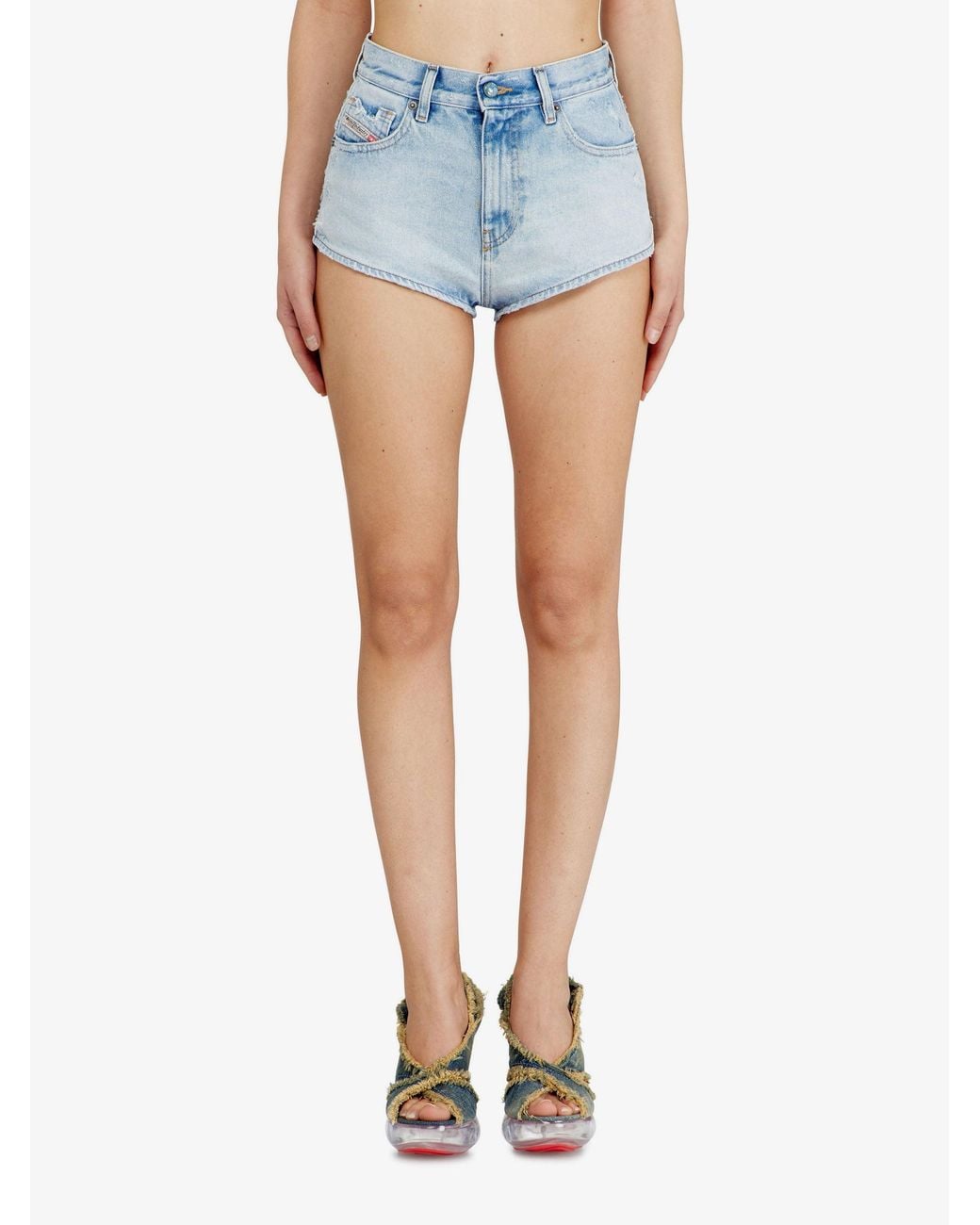 DIESEL Blue Denim Shorts With Destroyed Effect