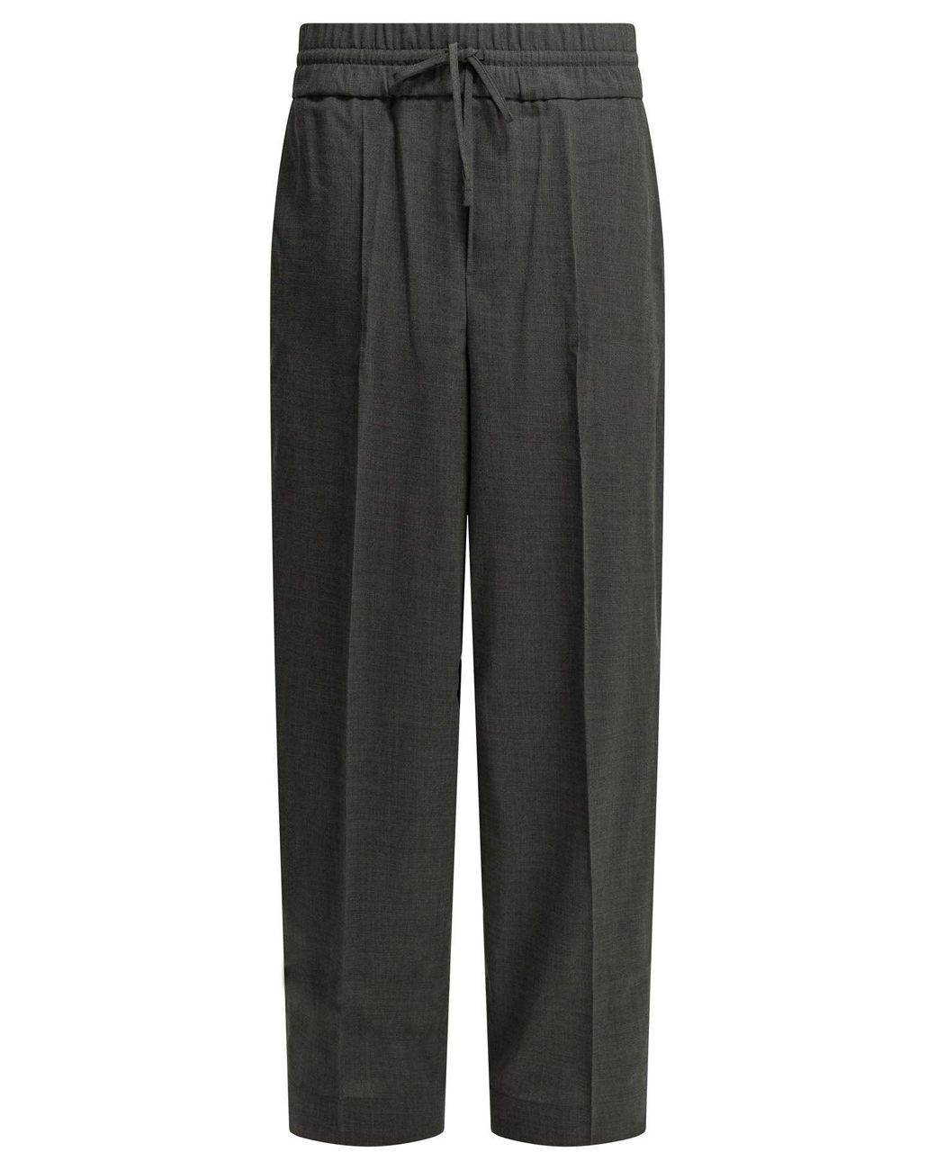 AMI Gray Casual Wool Pants for men