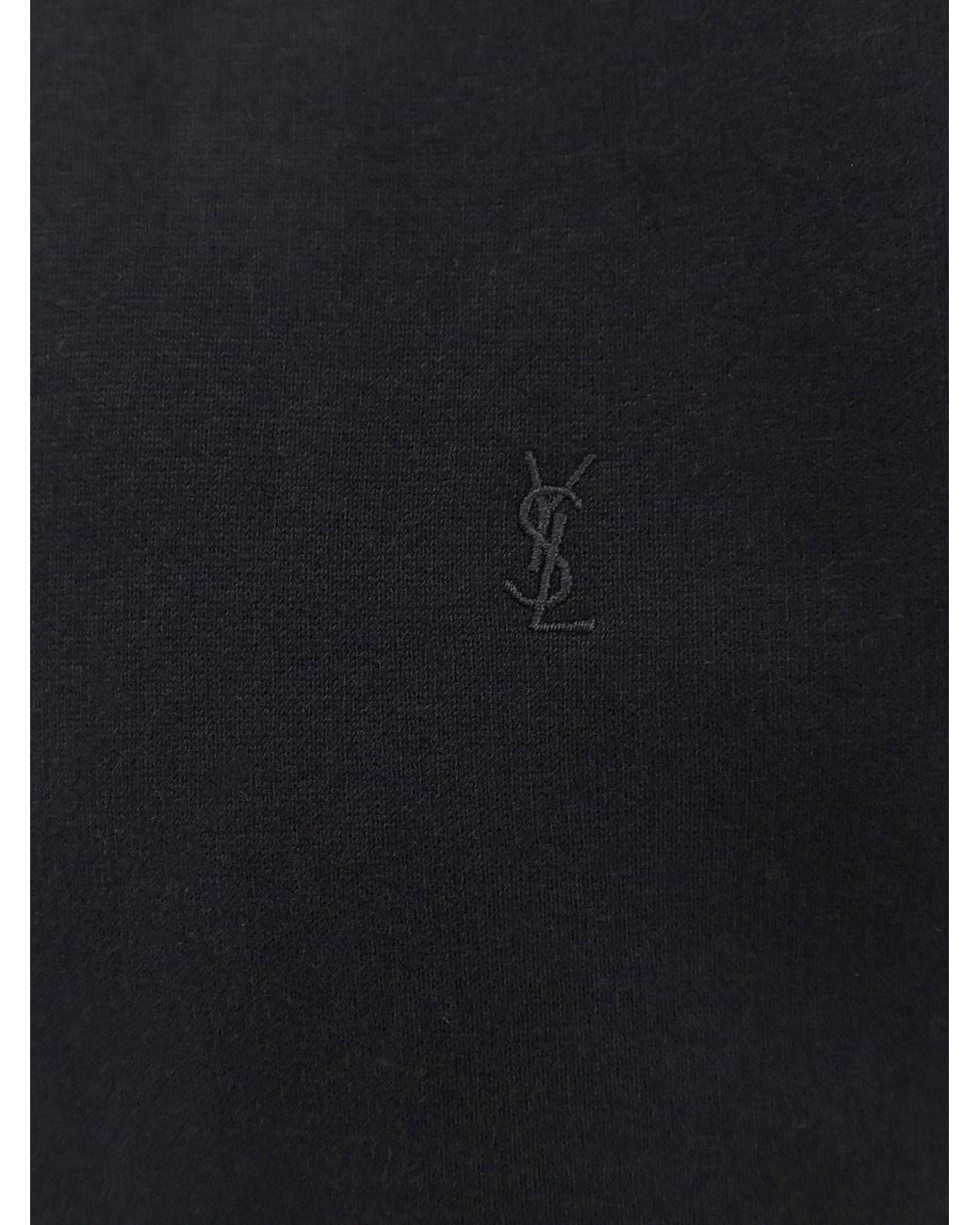 Saint Laurent Blue Certified Cotton Sweatshirt With Cassandre Embroidery
