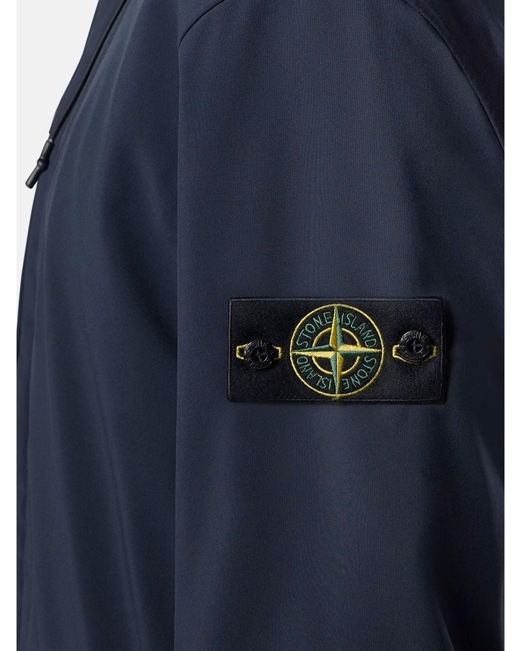 Stone Island Blue Soft Shell-R-E.Dye Technology Wind And Water Resistant Jacket for men