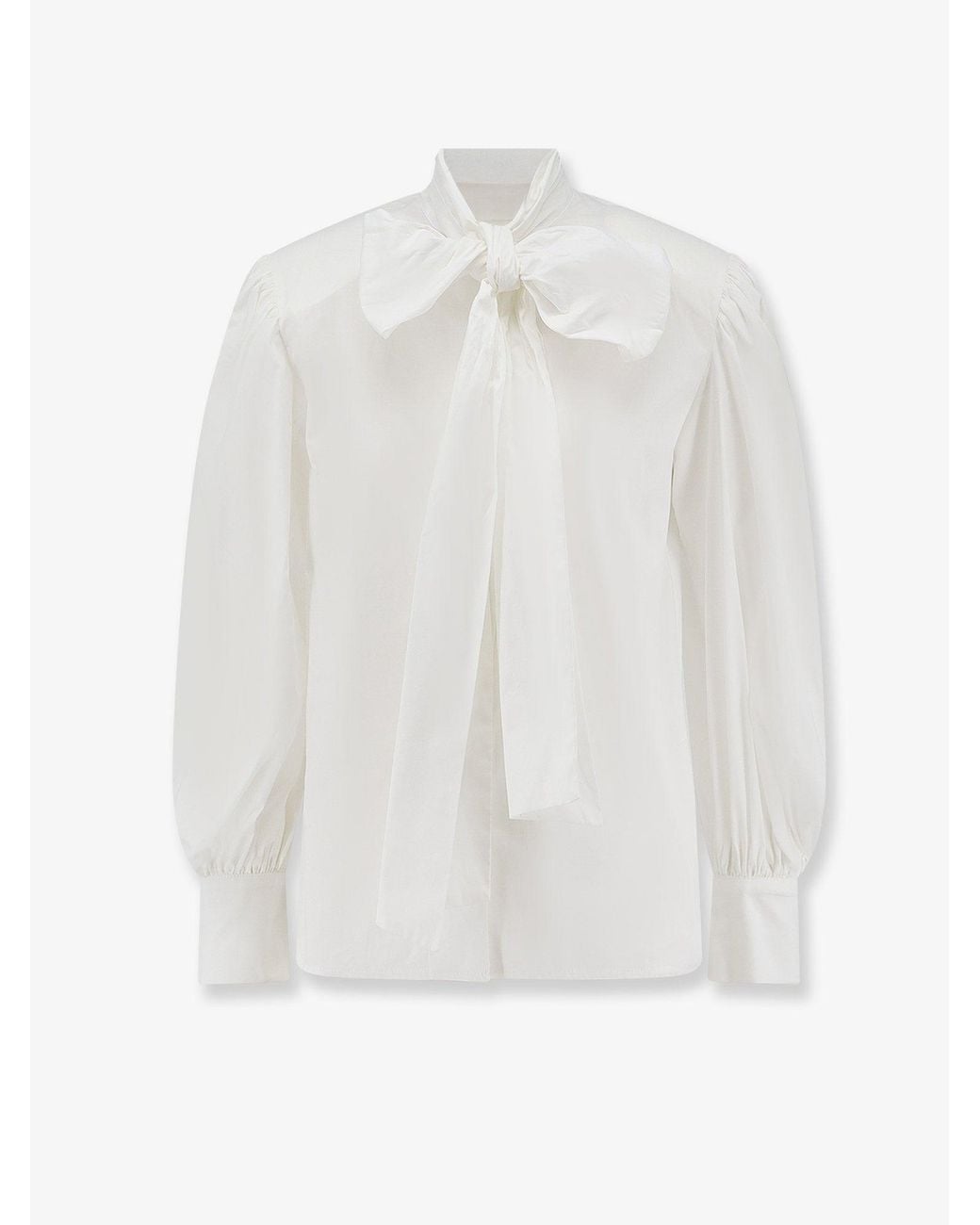 ACTUALEE White Cotton Blend Shirt With Padded Shoulders