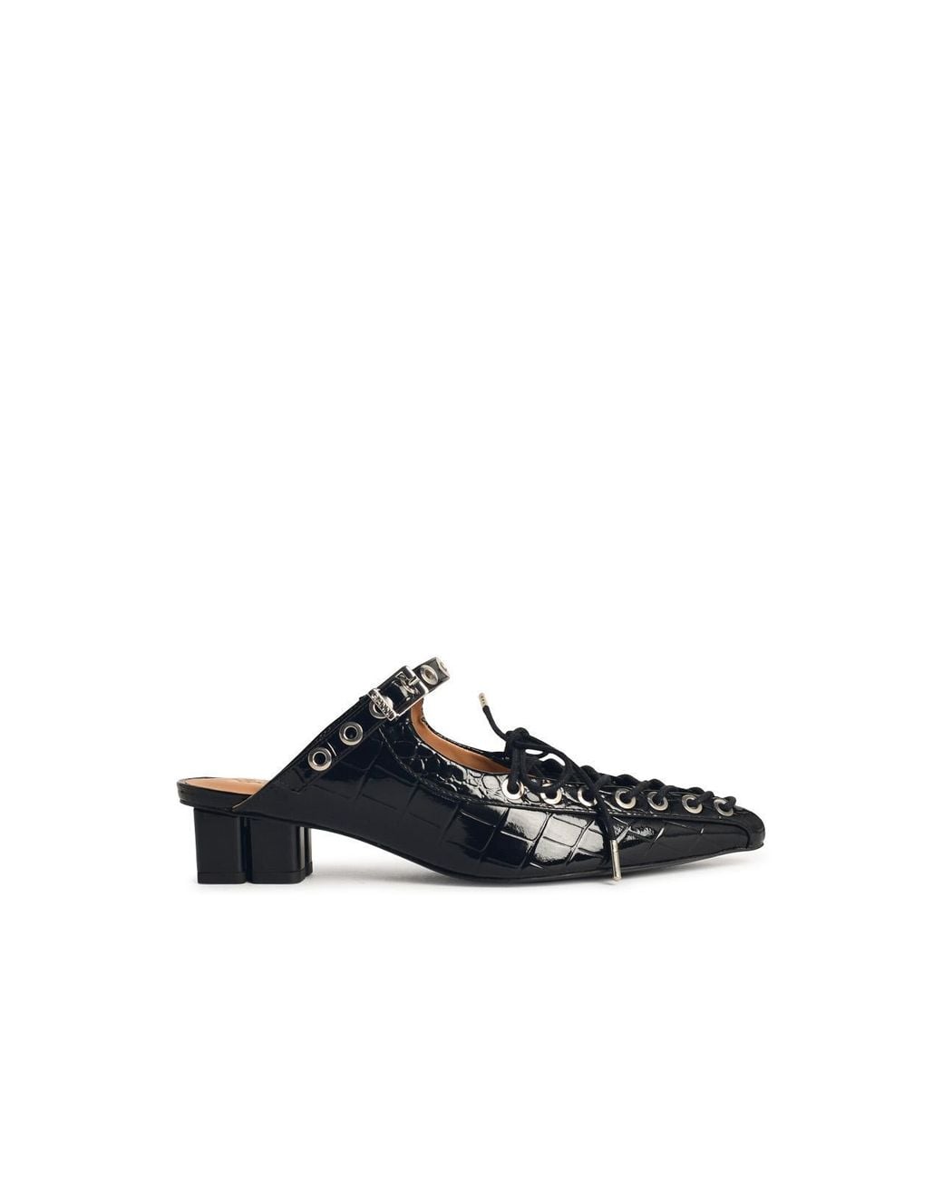 Ganni White Mules With Laces