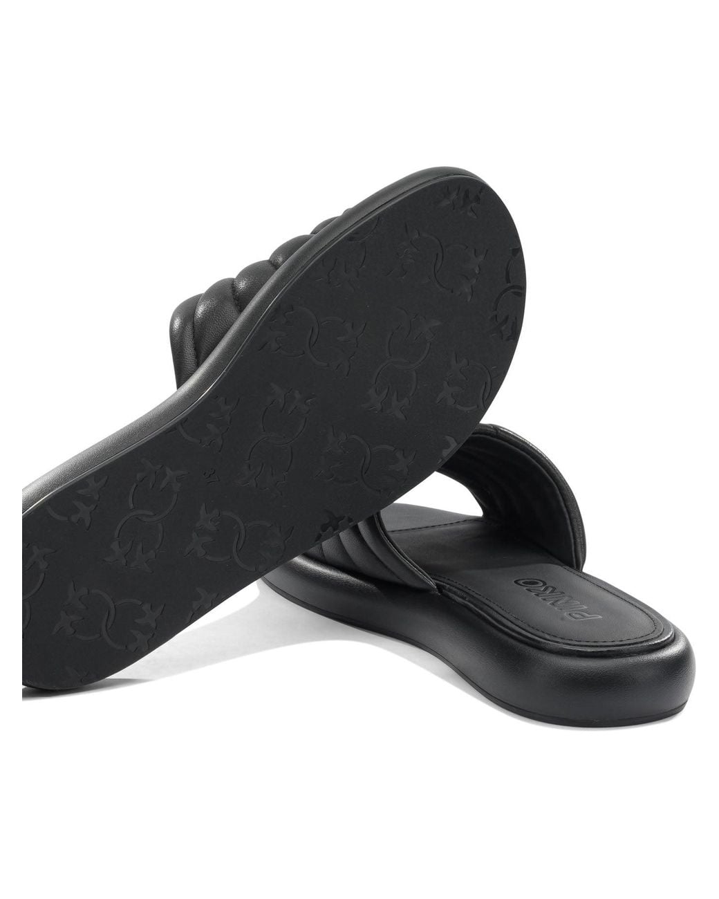 Pinko Black Leather Sandals