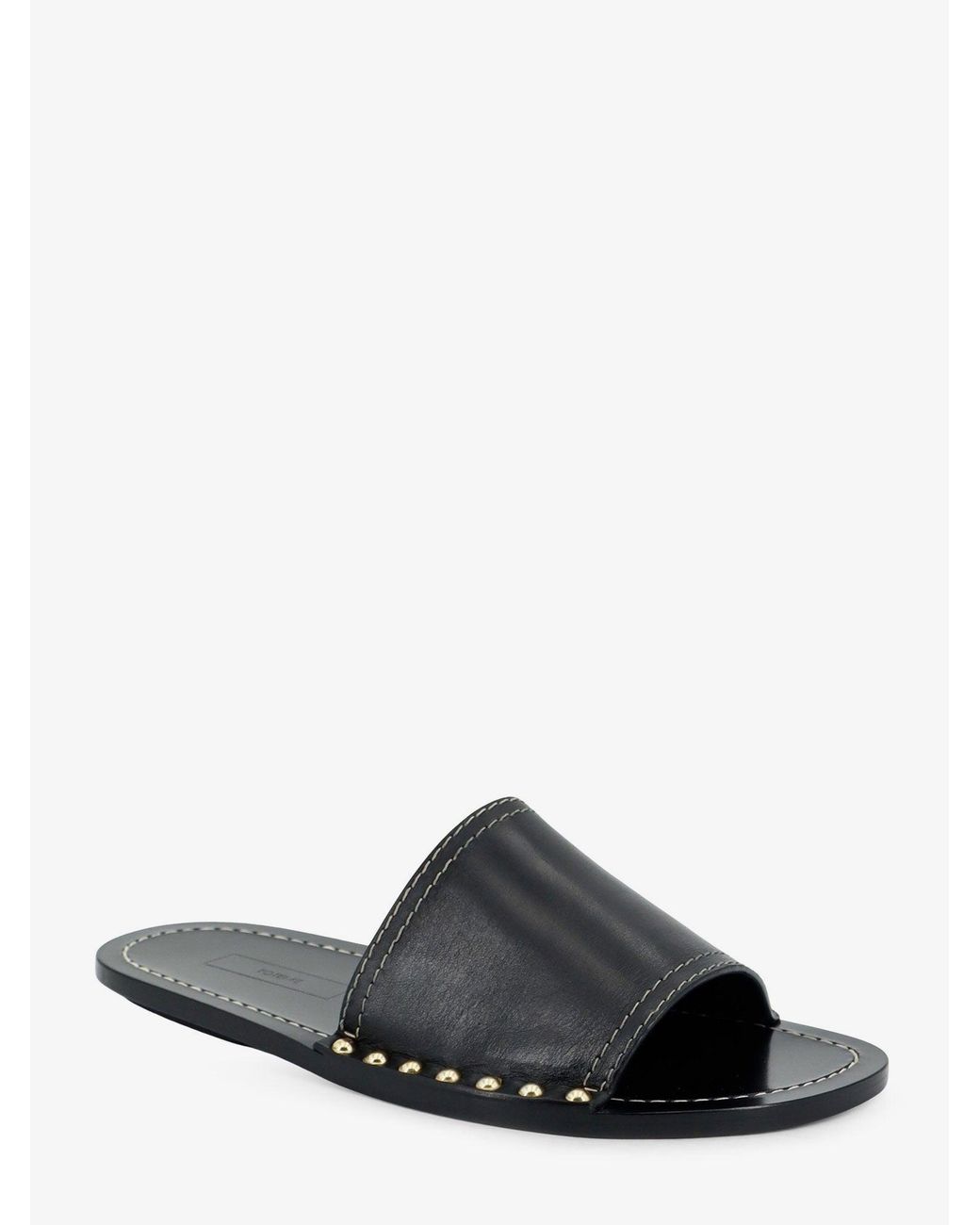 Totême Black Low Leather Sandals With Metal Studs On The Sides