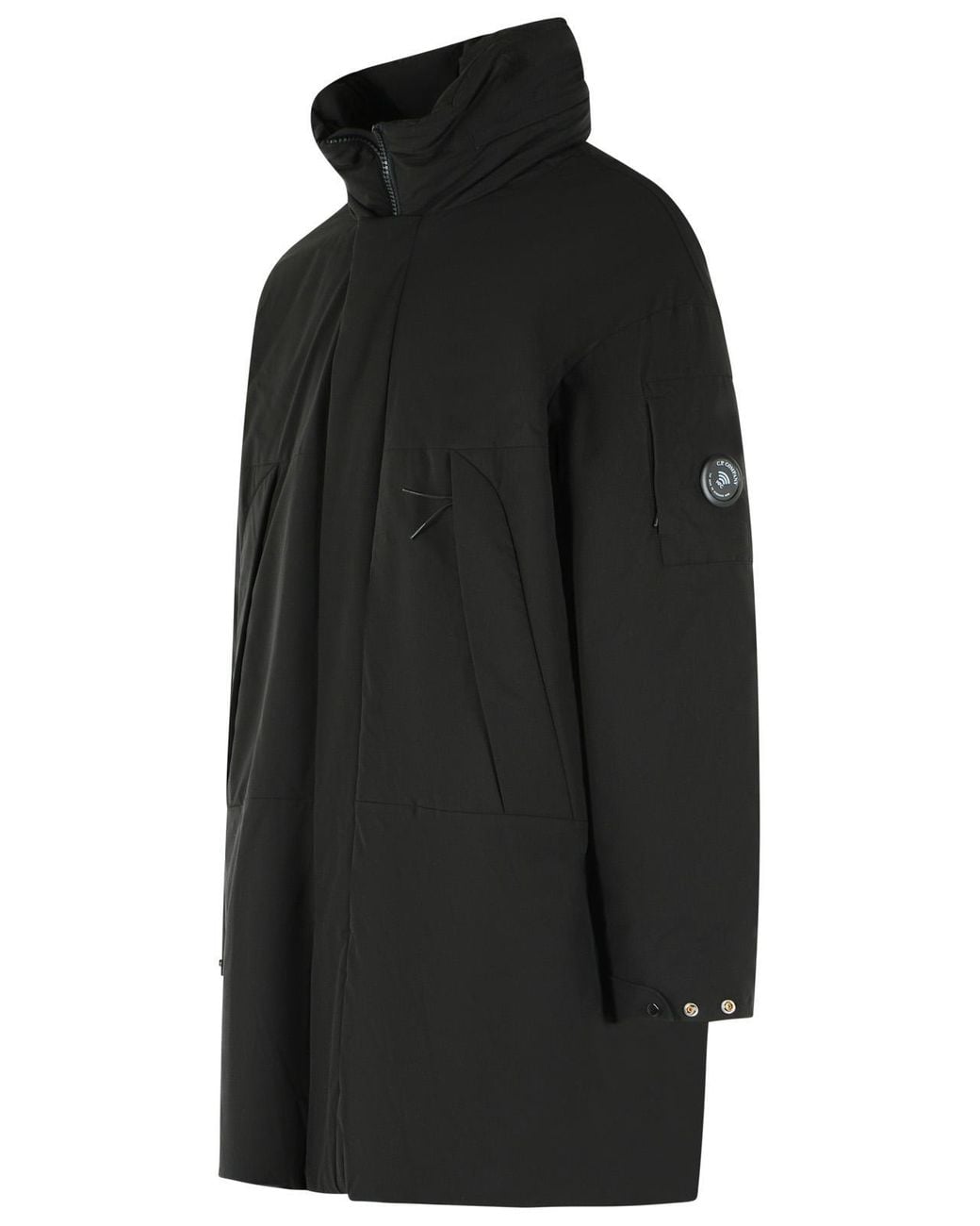 C P Company Black Long Down Jacket for men
