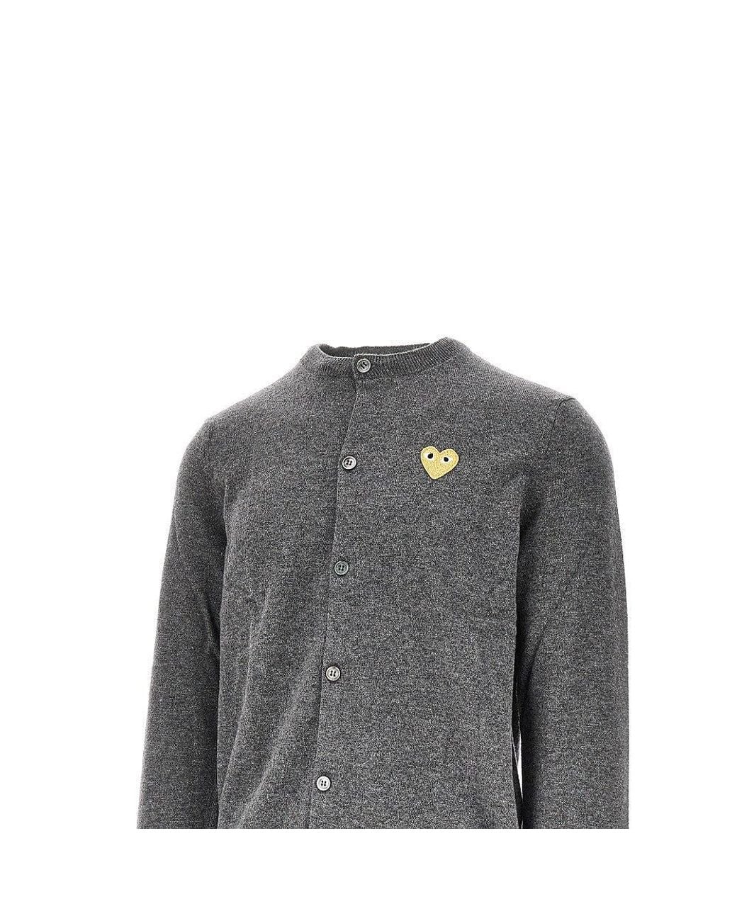 COMME DES GARÇONS PLAY Gray Heart Patch Wool Cardigan for men