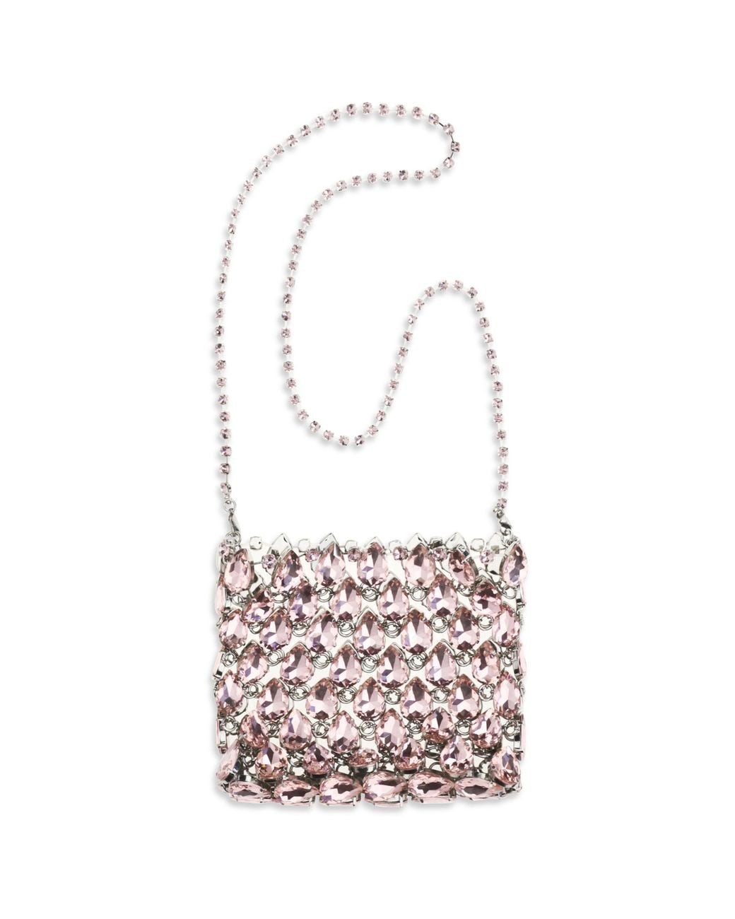 Self-Portrait White Crystal Mesh Pouch