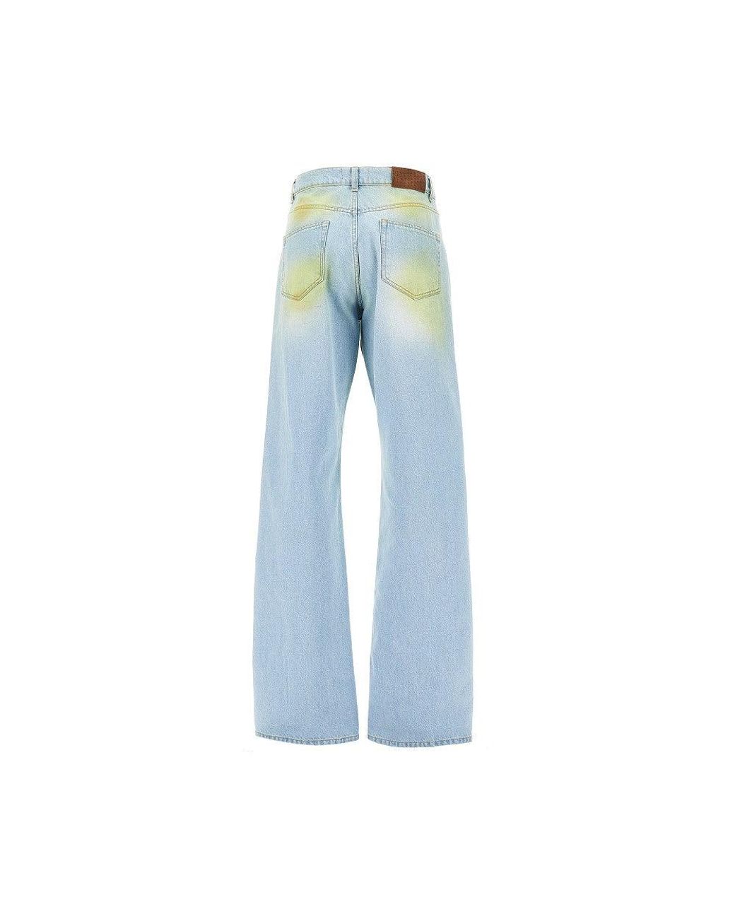 C.9.3 Blue Stained Effect Relaxed Fit Jeans for men