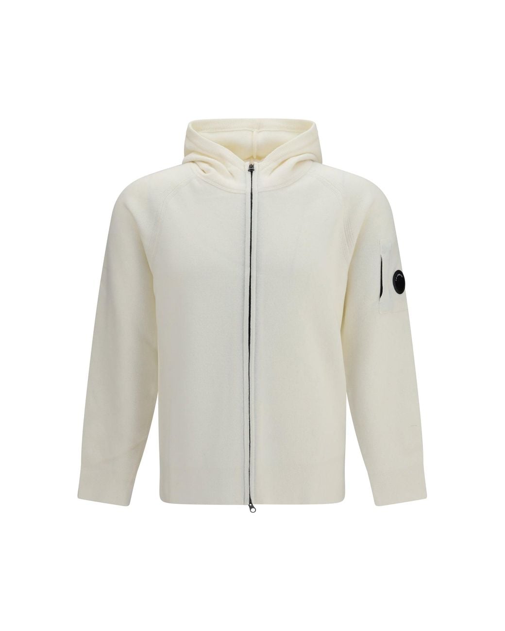 C P Company White Lambswool Hooded Sweater Gauze for men