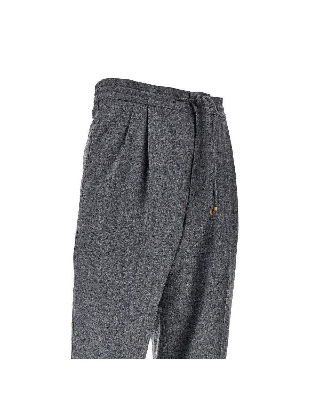 Brunello Cucinelli Gray Wool Leisure Fit Pants for men