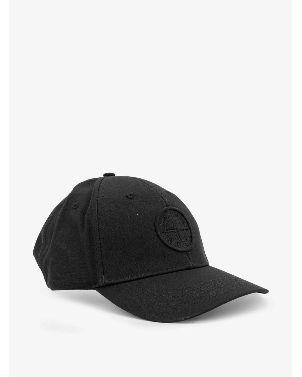 Stone Island Black Cotton Hat With Logo On The Front for men