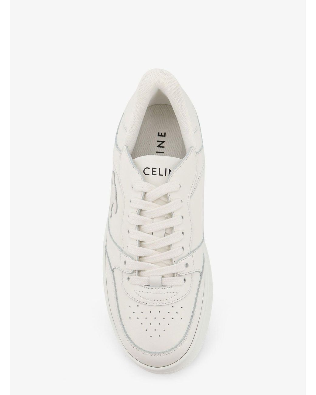 Céline White Block Sneakers With Side Triomphe Logo