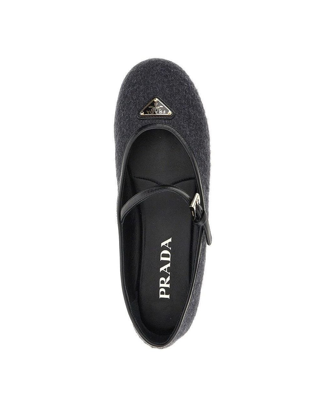 Prada Blue Wool Ballerinas With Triangle Logo